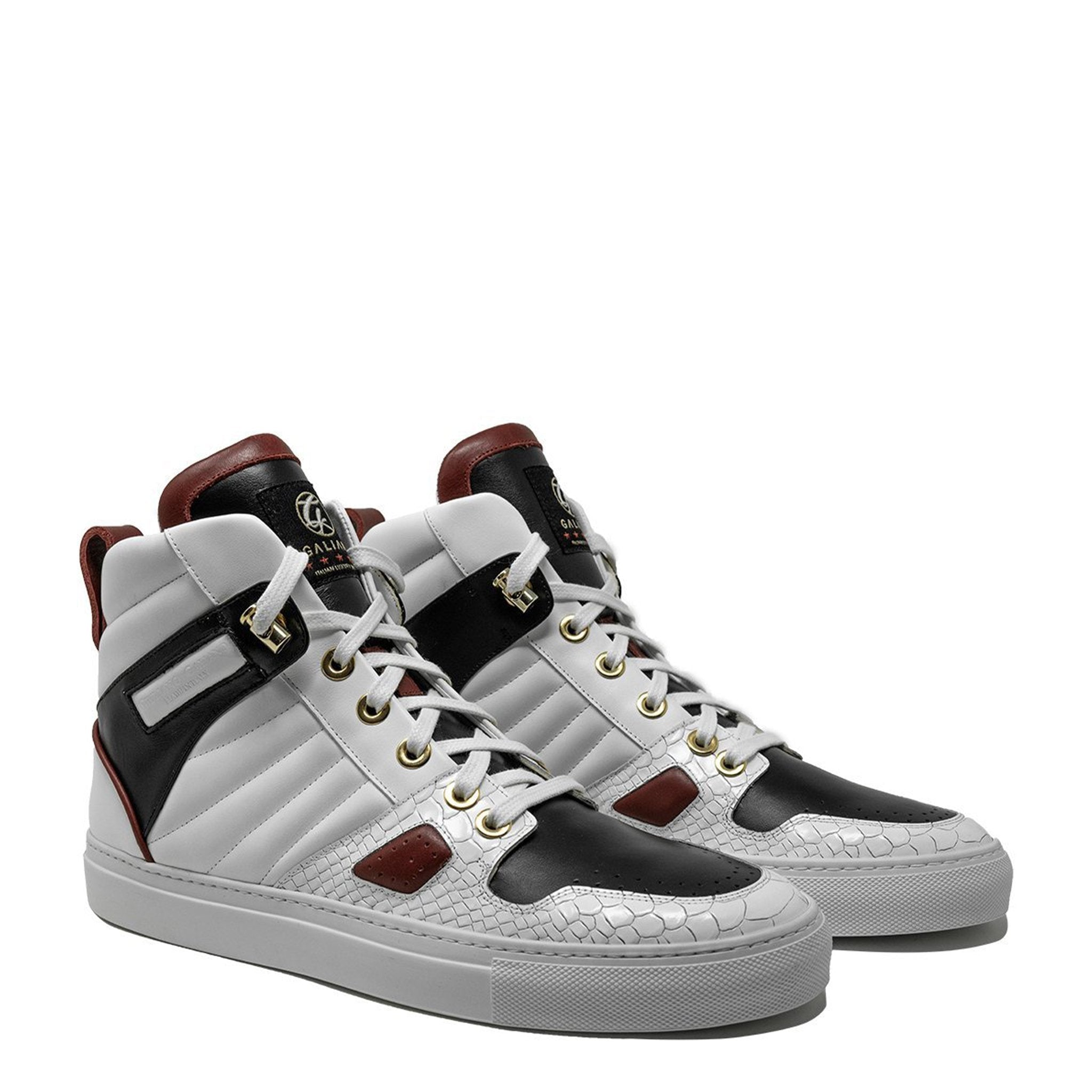 FastLife High White Black | Limited Edition - Giuliano Galiano | Handcrafted Luxury Sneakers Made In Italy