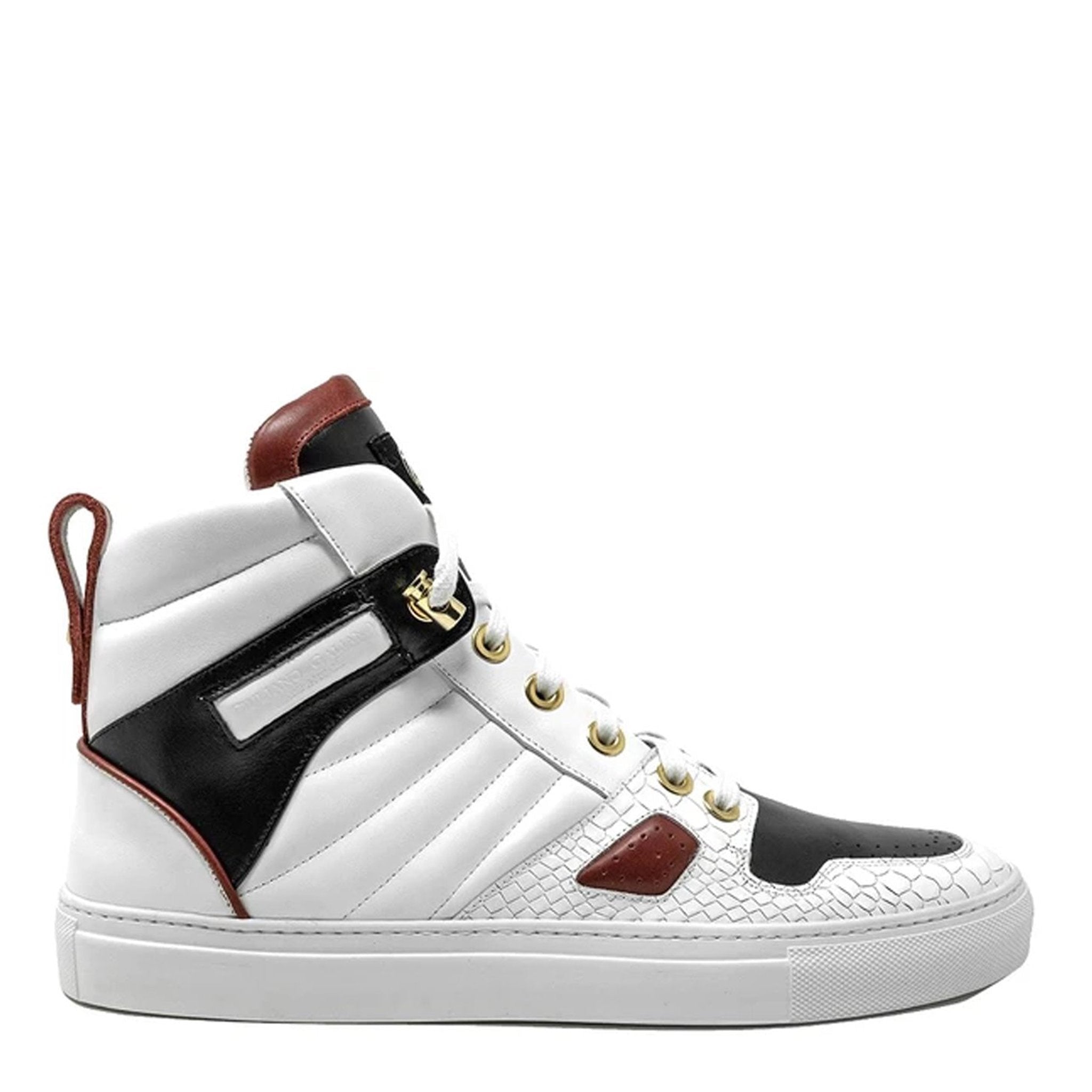 FastLife High White Black | Limited Edition - Giuliano Galiano | Handcrafted Luxury Sneakers Made In Italy