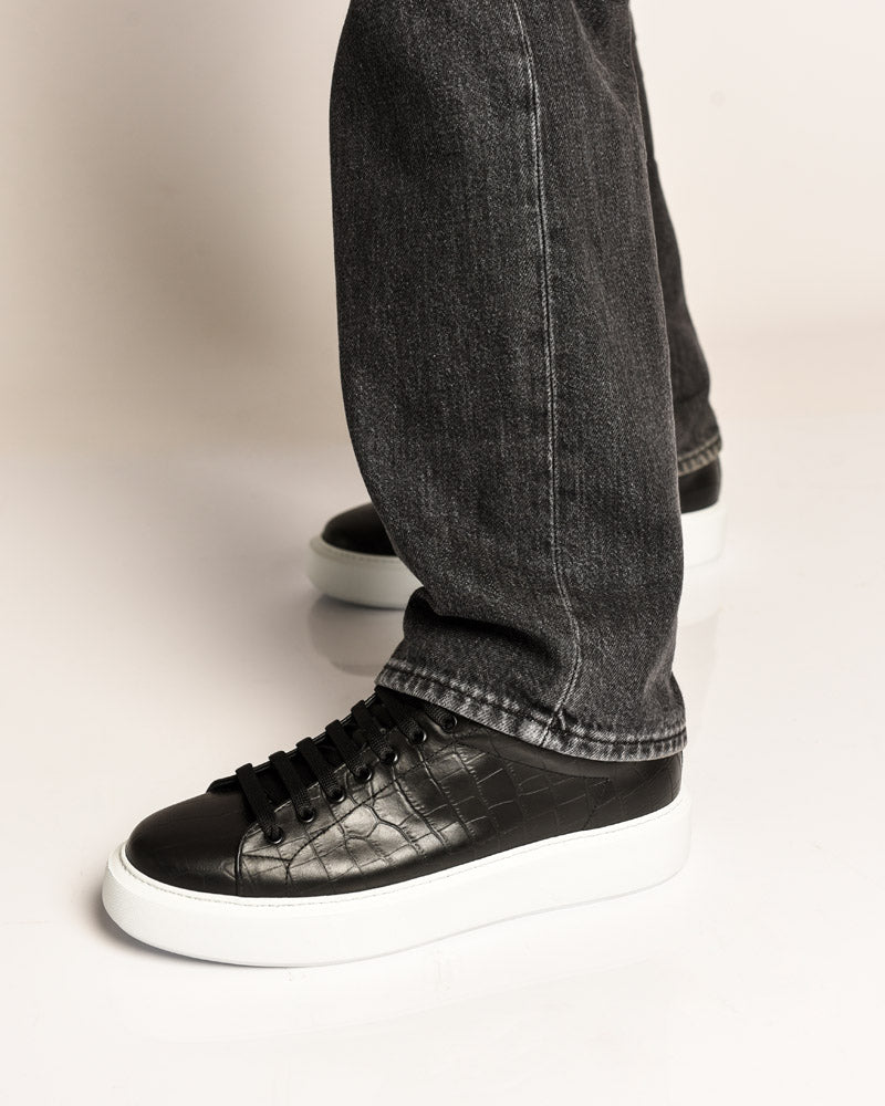 Fire | Black | Croc - Giuliano Galiano | Handcrafted Luxury Sneakers Made In Italy