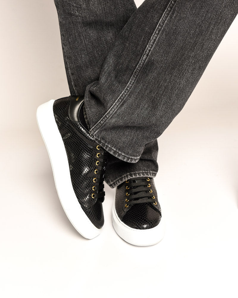 Fire | Black Python Style | Limited Edition - Giuliano Galiano | Handcrafted Luxury Sneakers Made In Italy
