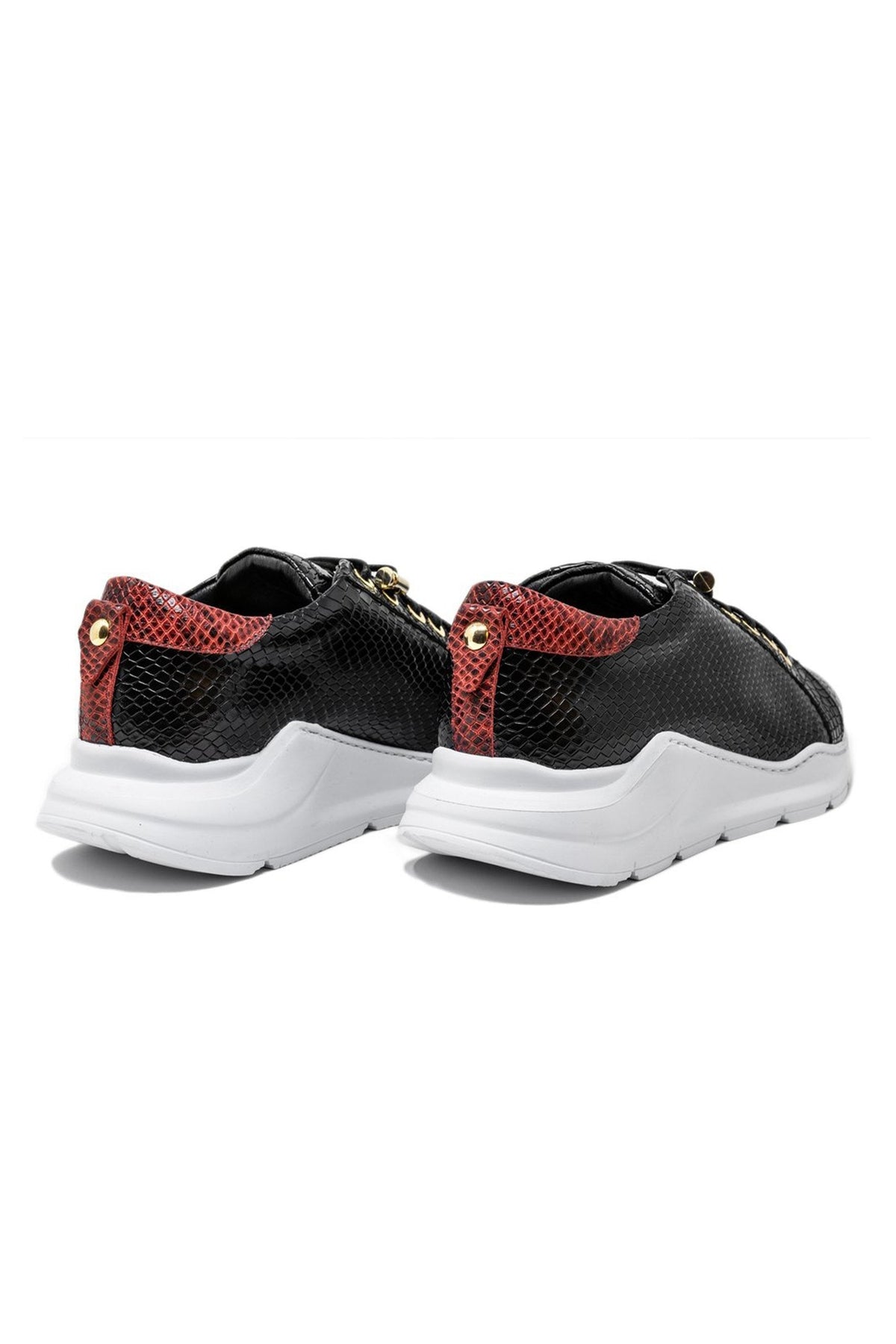 Fire Low Black | Red Python | Limited Edition - Giuliano Galiano | Handcrafted Luxury Sneakers Made In Italy