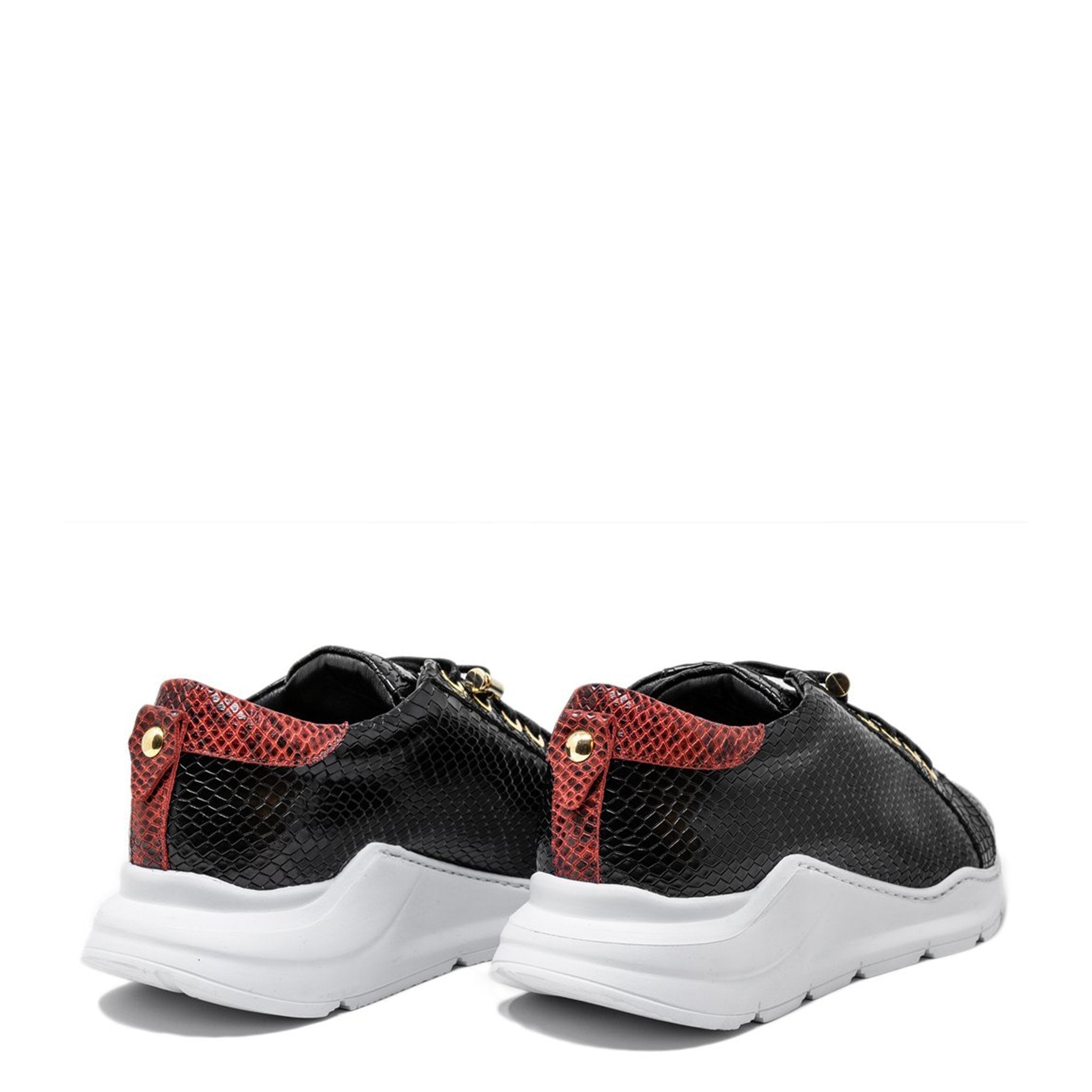 Fire Low Black | Red Python | Limited Edition - Giuliano Galiano | Handcrafted Luxury Sneakers Made In Italy