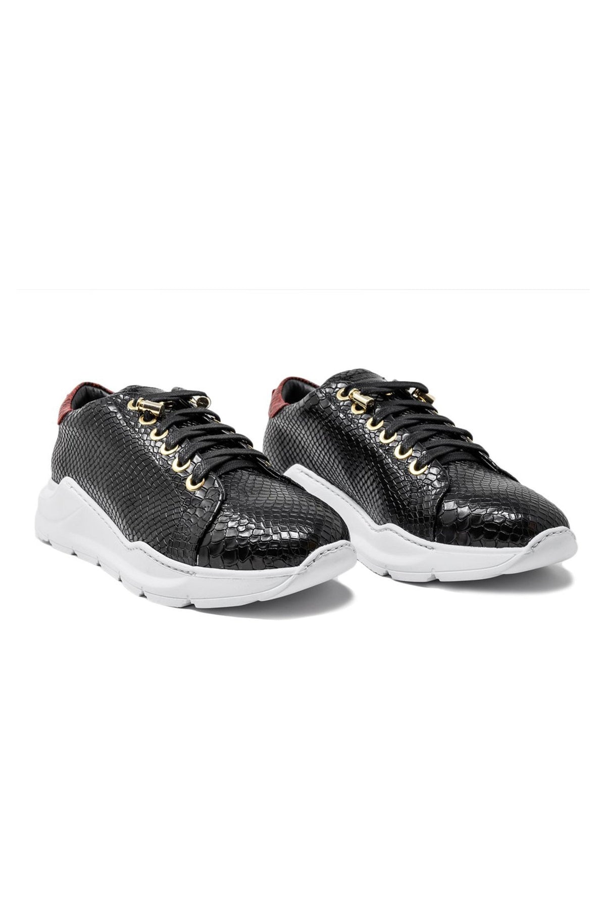 Fire Low Black | Red Python | Limited Edition - Giuliano Galiano | Handcrafted Luxury Sneakers Made In Italy