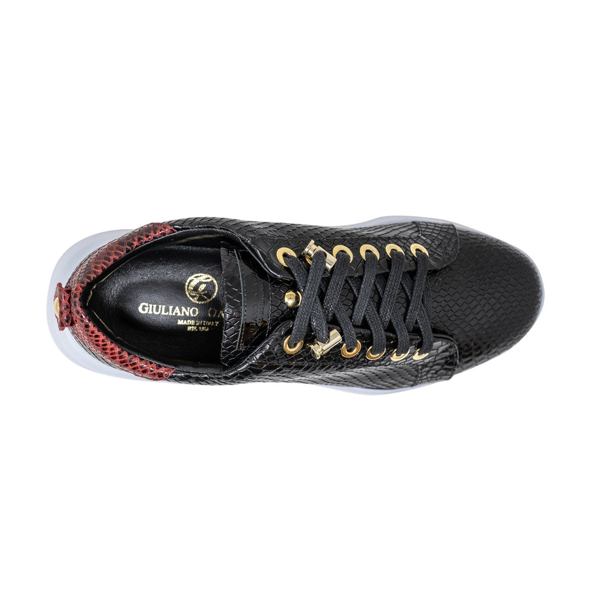 Fire Low Black | Red Python | Limited Edition - Giuliano Galiano | Handcrafted Luxury Sneakers Made In Italy