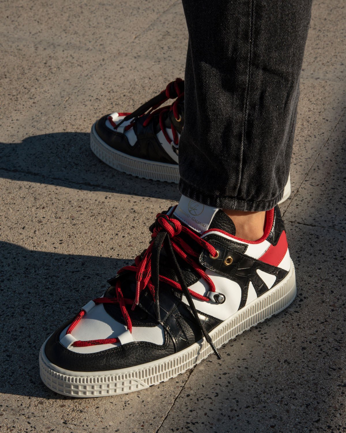 Jeson | Black, White & Red - Giuliano Galiano | Handcrafted Luxury Sneakers Made In Italy