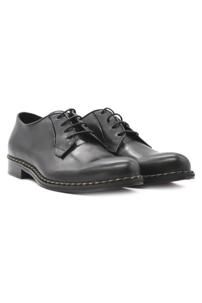 Lace up | Smooth Black Leather - Giuliano Galiano | Handcrafted Luxury Sneakers Made In Italy