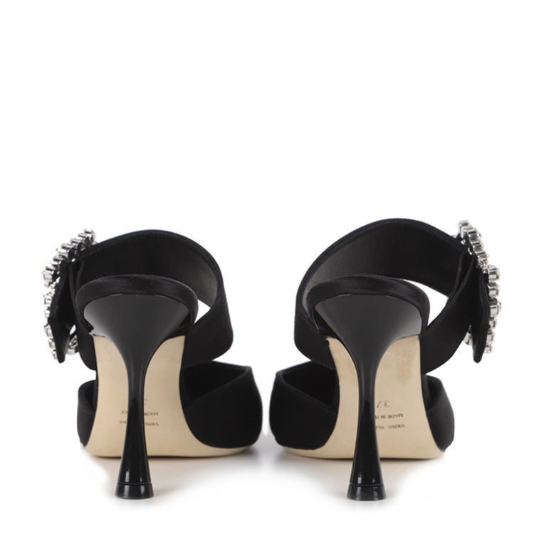 Mules Alena | Raso | Nero - Giuliano Galiano | Handcrafted Luxury Sneakers Made In Italy