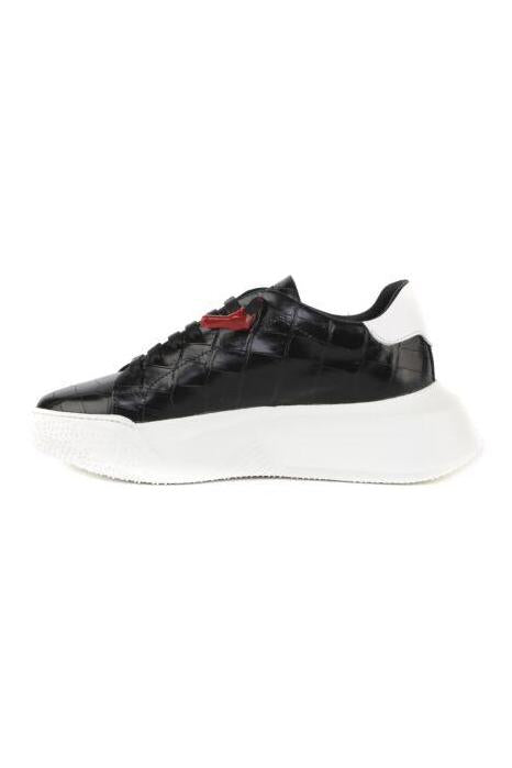 Nemesis Black | Black Croc Style | Woman - Giuliano Galiano | Handcrafted Luxury Sneakers Made In Italy