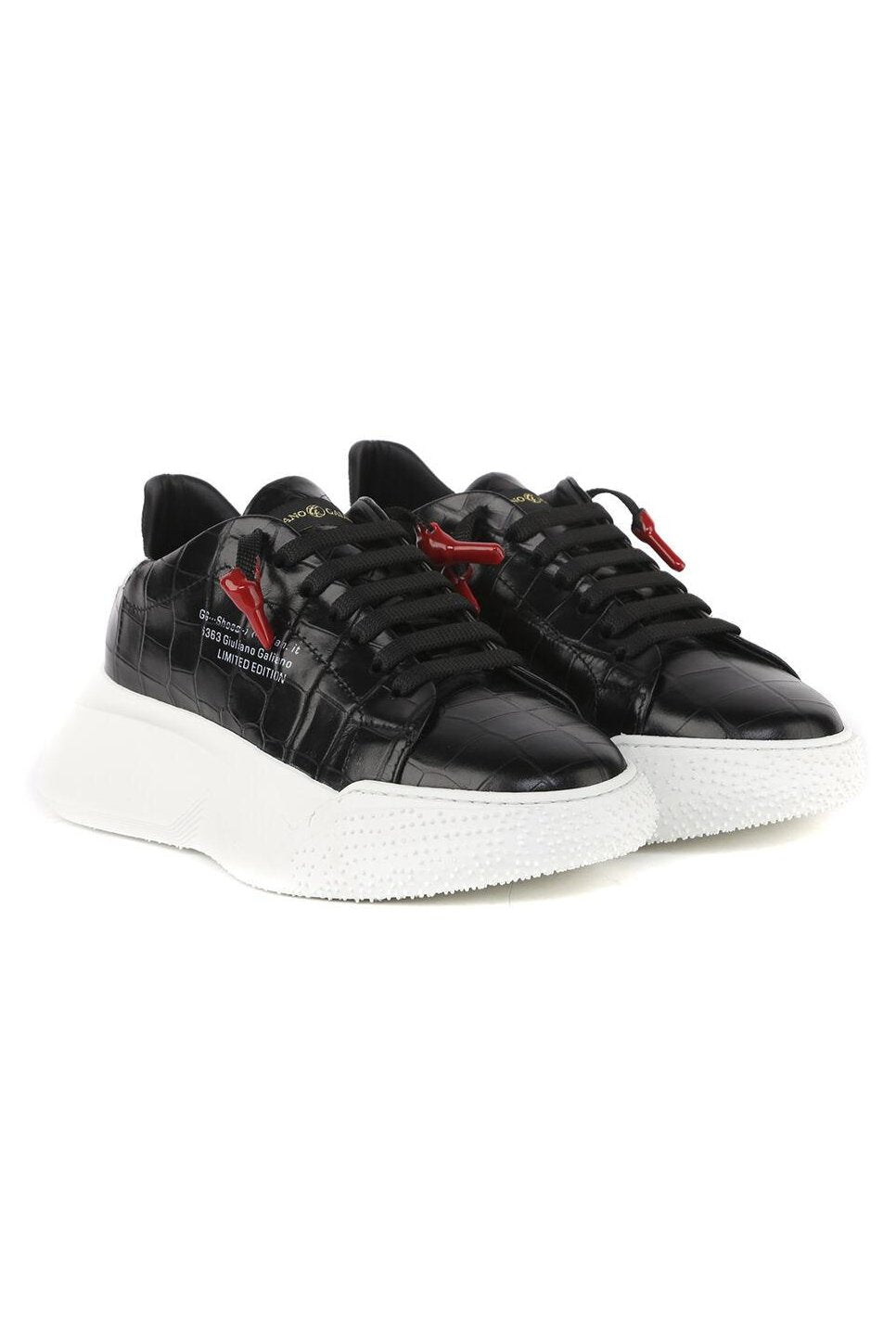 Nemesis Black | Black Croc Style | Woman - Giuliano Galiano | Handcrafted Luxury Sneakers Made In Italy