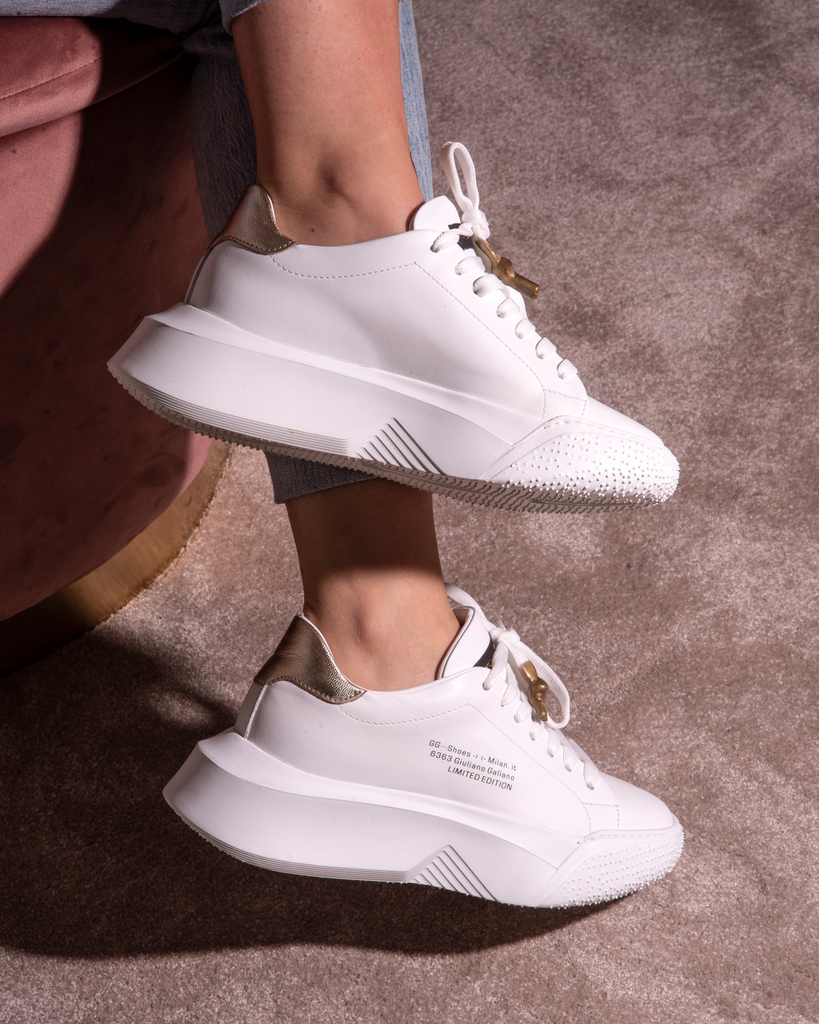 Nemesis Sneakers | Nappa With Gold Trim | Woman - Giuliano Galiano | Handcrafted Luxury Sneakers Made In Italy