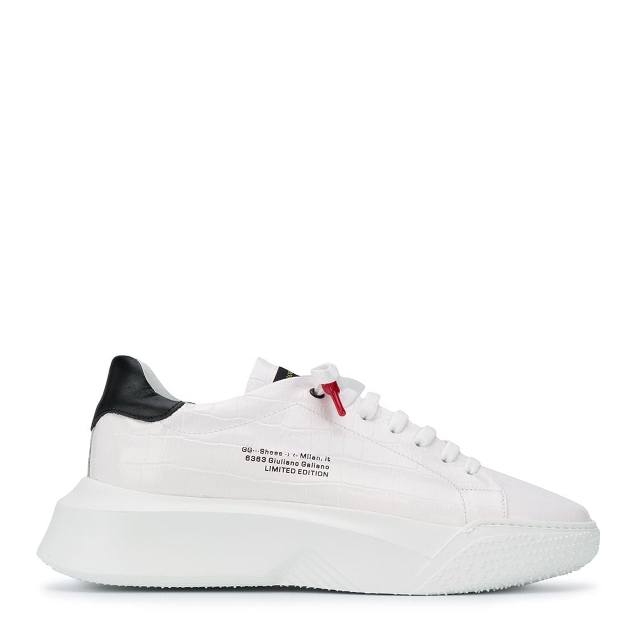 Nemesis White | Croc Style | Black | Woman - Giuliano Galiano | Handcrafted Luxury Sneakers Made In Italy