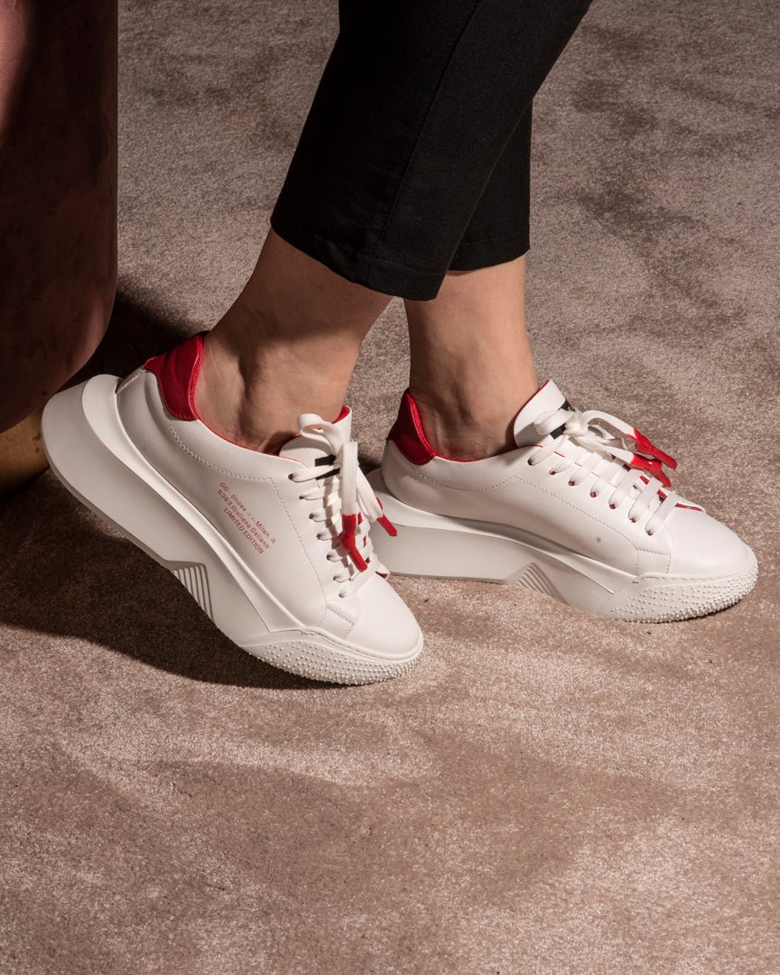 Nemesis White | Red Leather | Woman - Giuliano Galiano | Handcrafted Luxury Sneakers Made In Italy