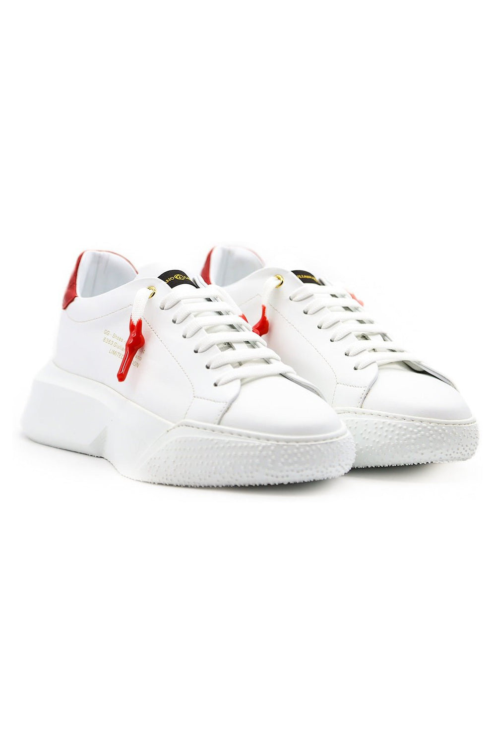 Nemesis White | Red Leather | Woman - Giuliano Galiano | Handcrafted Luxury Sneakers Made In Italy