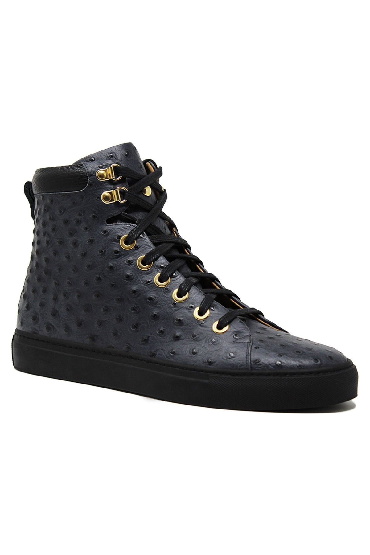 No Limits Black | Black | Ostrich | Limited Edition - Giuliano Galiano | Handcrafted Luxury Sneakers Made In Italy