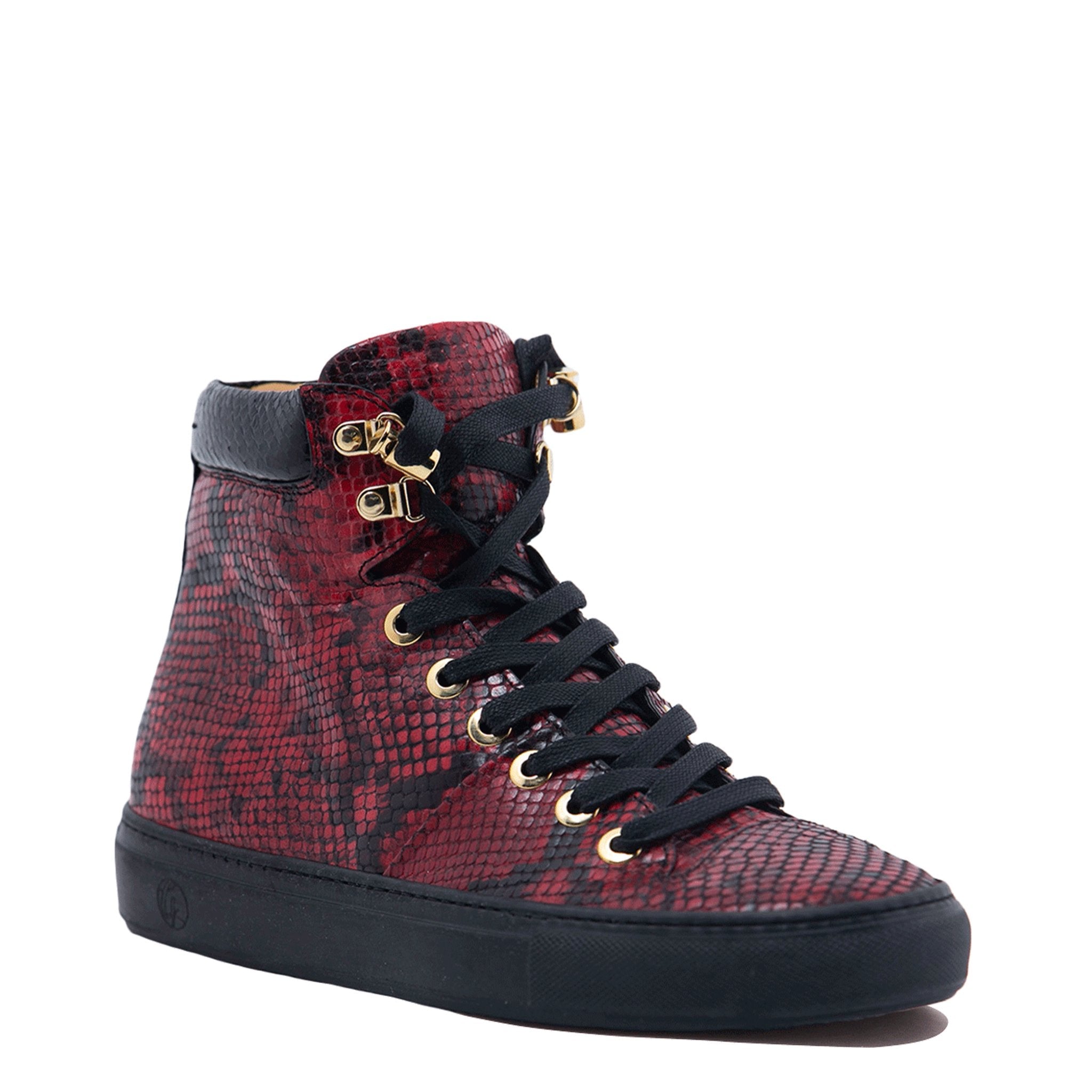 No Limits High Red | Black | Python | Limited Edition - Giuliano Galiano | Handcrafted Luxury Sneakers Made In Italy