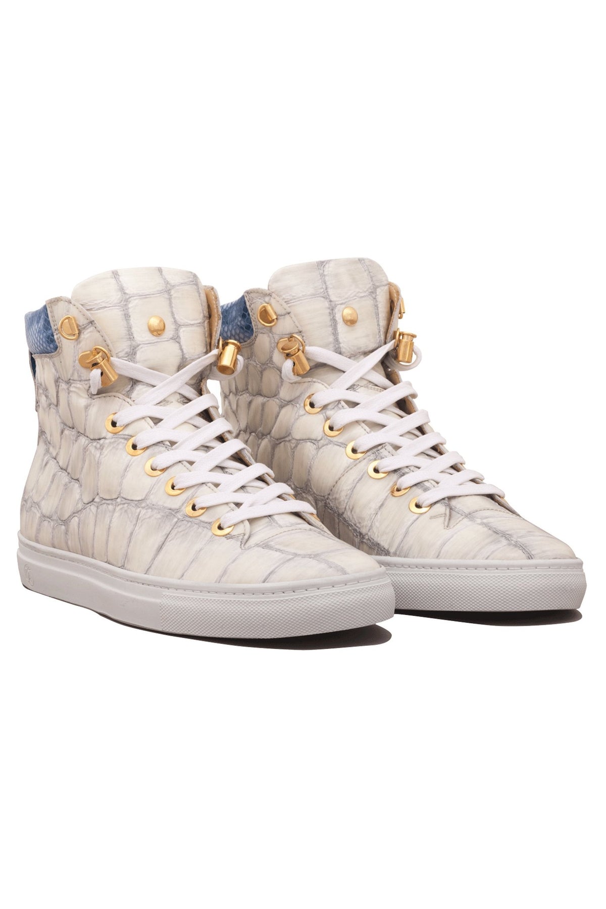 No Limits High White | Blue | Croc Style | Limited Edition - Giuliano Galiano | Handcrafted Luxury Sneakers Made In Italy