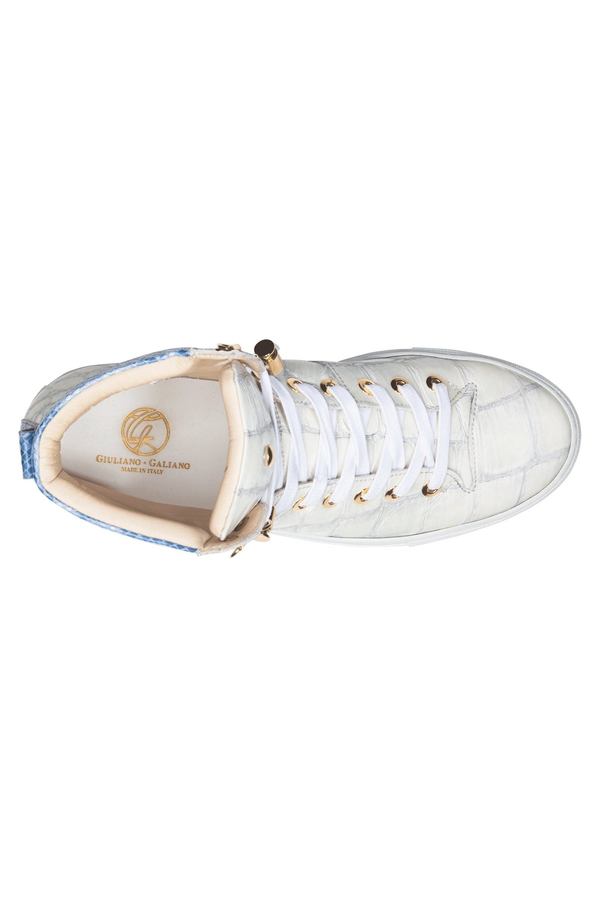 No Limits High White | Blue | Croc Style | Limited Edition - Giuliano Galiano | Handcrafted Luxury Sneakers Made In Italy