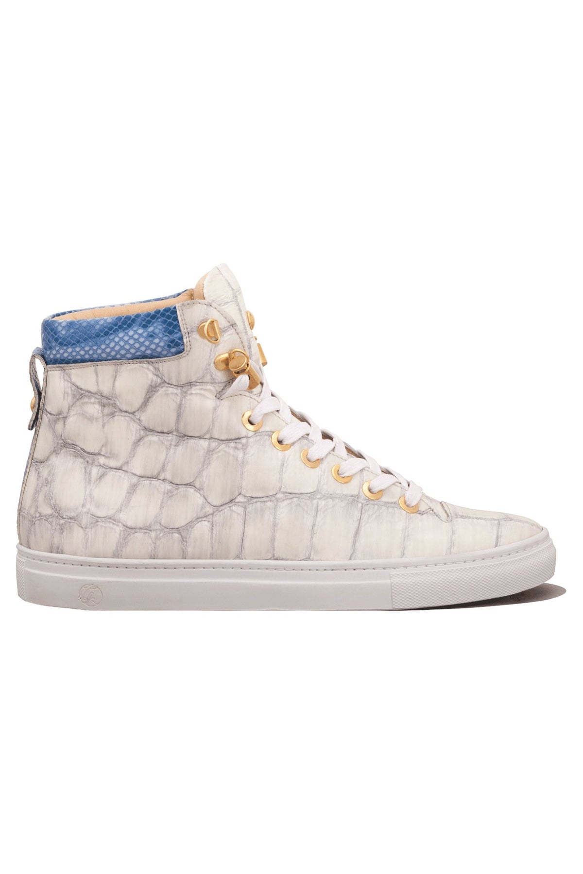 No Limits High White | Blue | Croc Style | Limited Edition - Giuliano Galiano | Handcrafted Luxury Sneakers Made In Italy