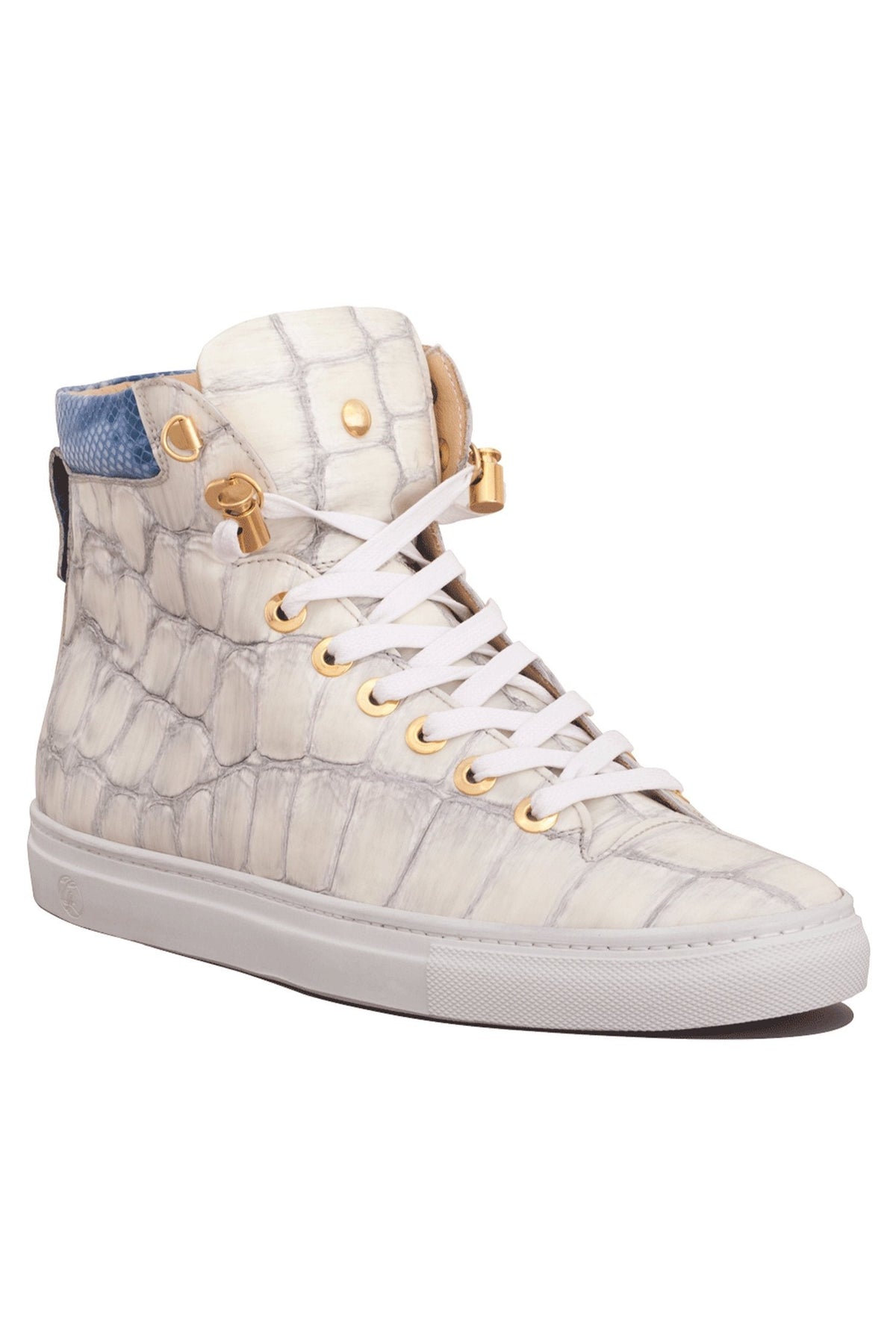 No Limits High White | Blue | Croc Style | Limited Edition - Giuliano Galiano | Handcrafted Luxury Sneakers Made In Italy