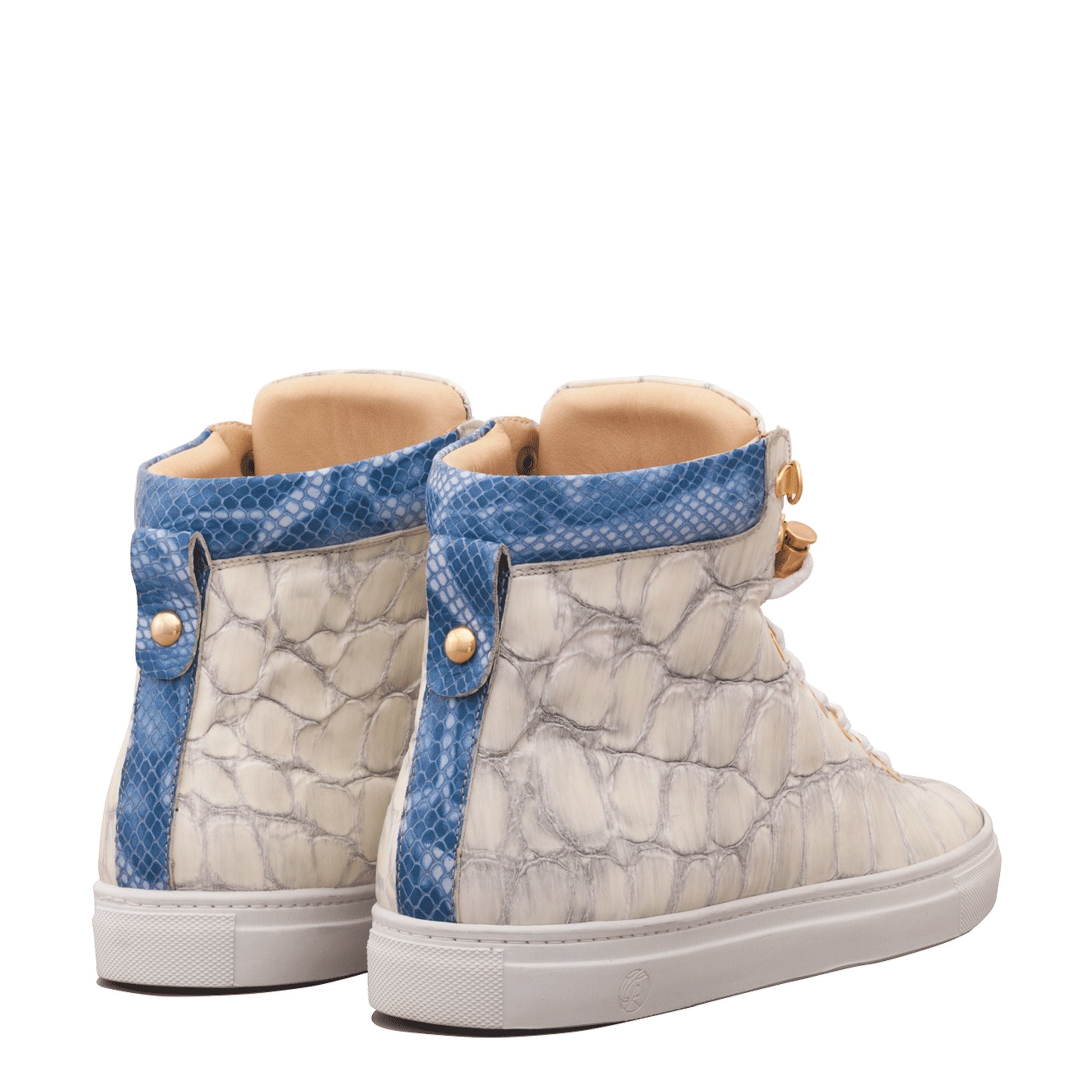No Limits High White | Blue | Croc Style | Limited Edition - Giuliano Galiano | Handcrafted Luxury Sneakers Made In Italy