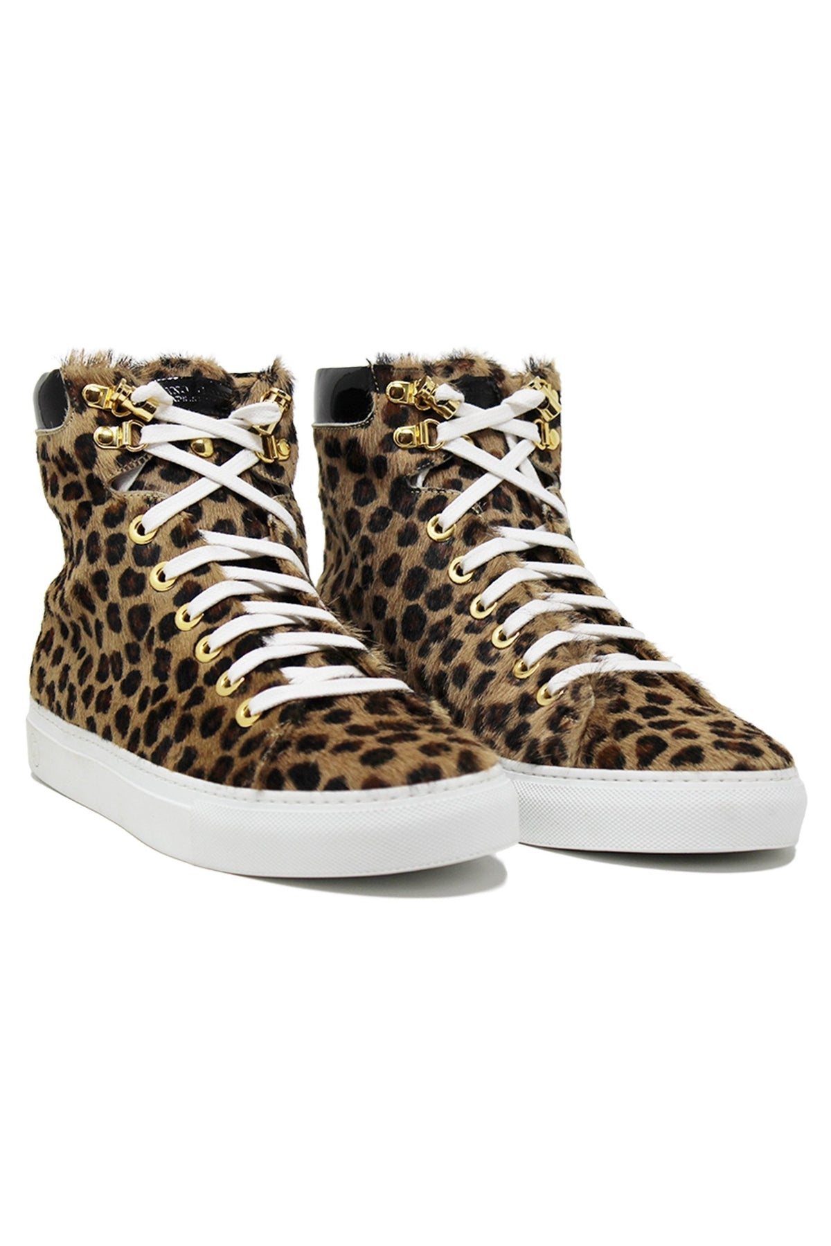 No Limits High | White | Leopard Cavallino | Limited Edition - Giuliano Galiano | Handcrafted Luxury Sneakers Made In Italy