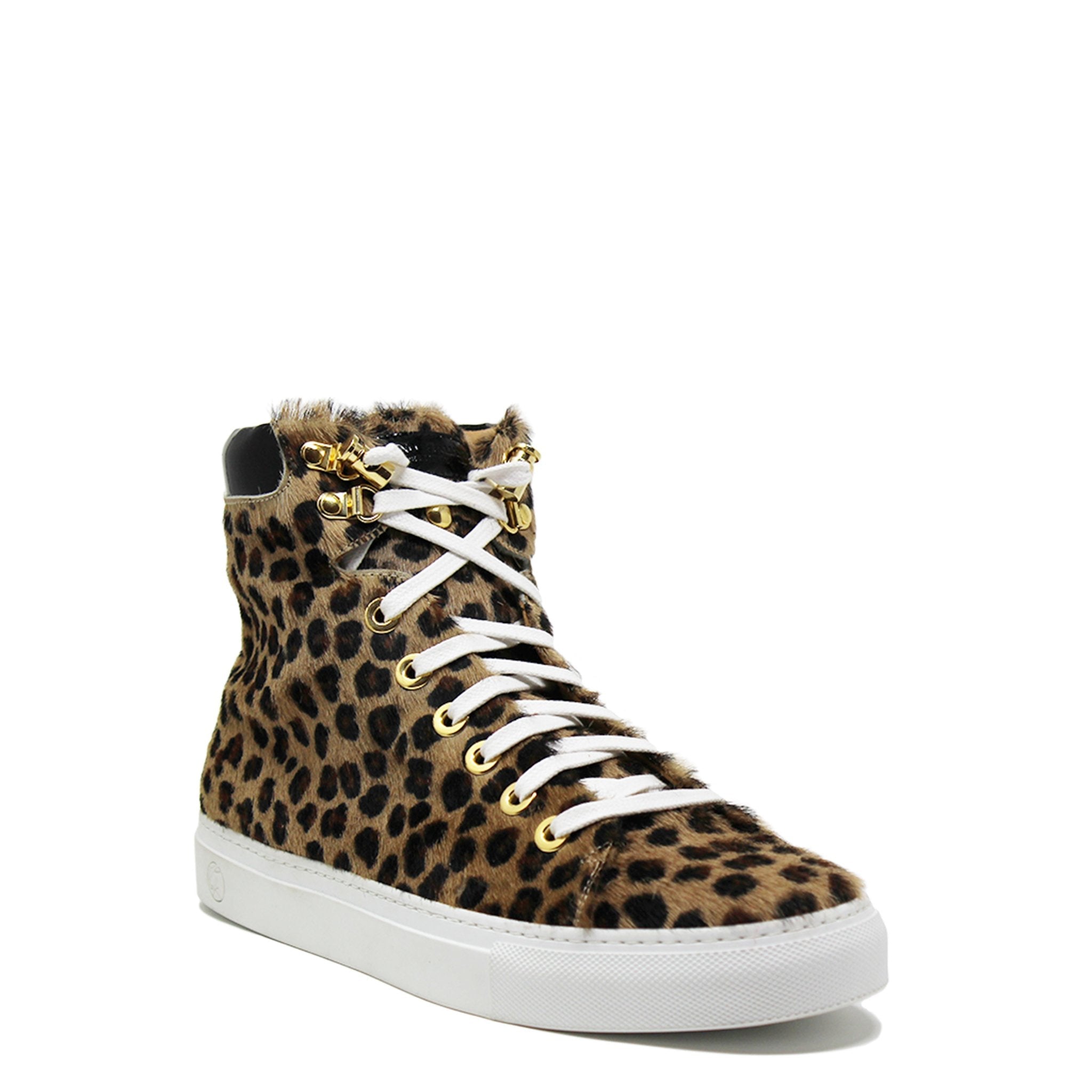 No Limits High | White | Leopard Cavallino | Limited Edition - Giuliano Galiano | Handcrafted Luxury Sneakers Made In Italy