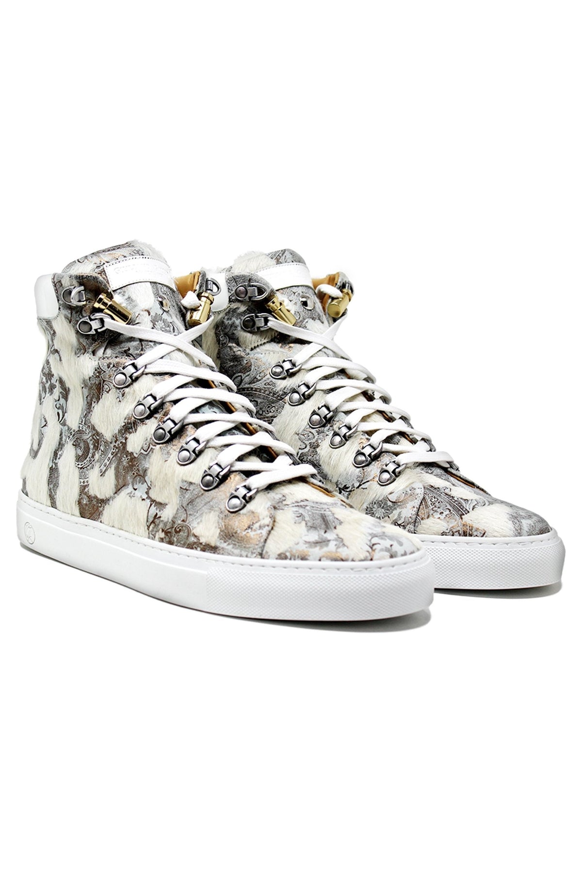 No Limits High | White Silver Cavallino | Limited Edition - Giuliano Galiano | Handcrafted Luxury Sneakers Made In Italy