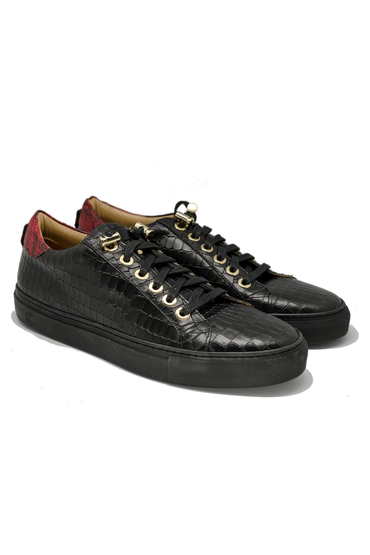 No Limits Low Black | Red | Croc | Limited Edition - Giuliano Galiano | Handcrafted Luxury Sneakers Made In Italy