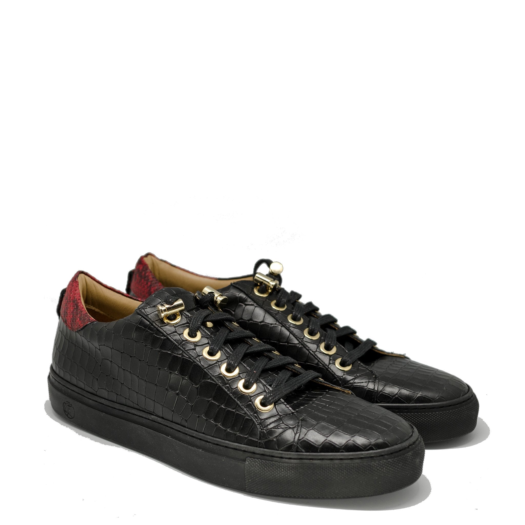 No Limits Low Black | Red | Croc | Limited Edition - Giuliano Galiano | Handcrafted Luxury Sneakers Made In Italy