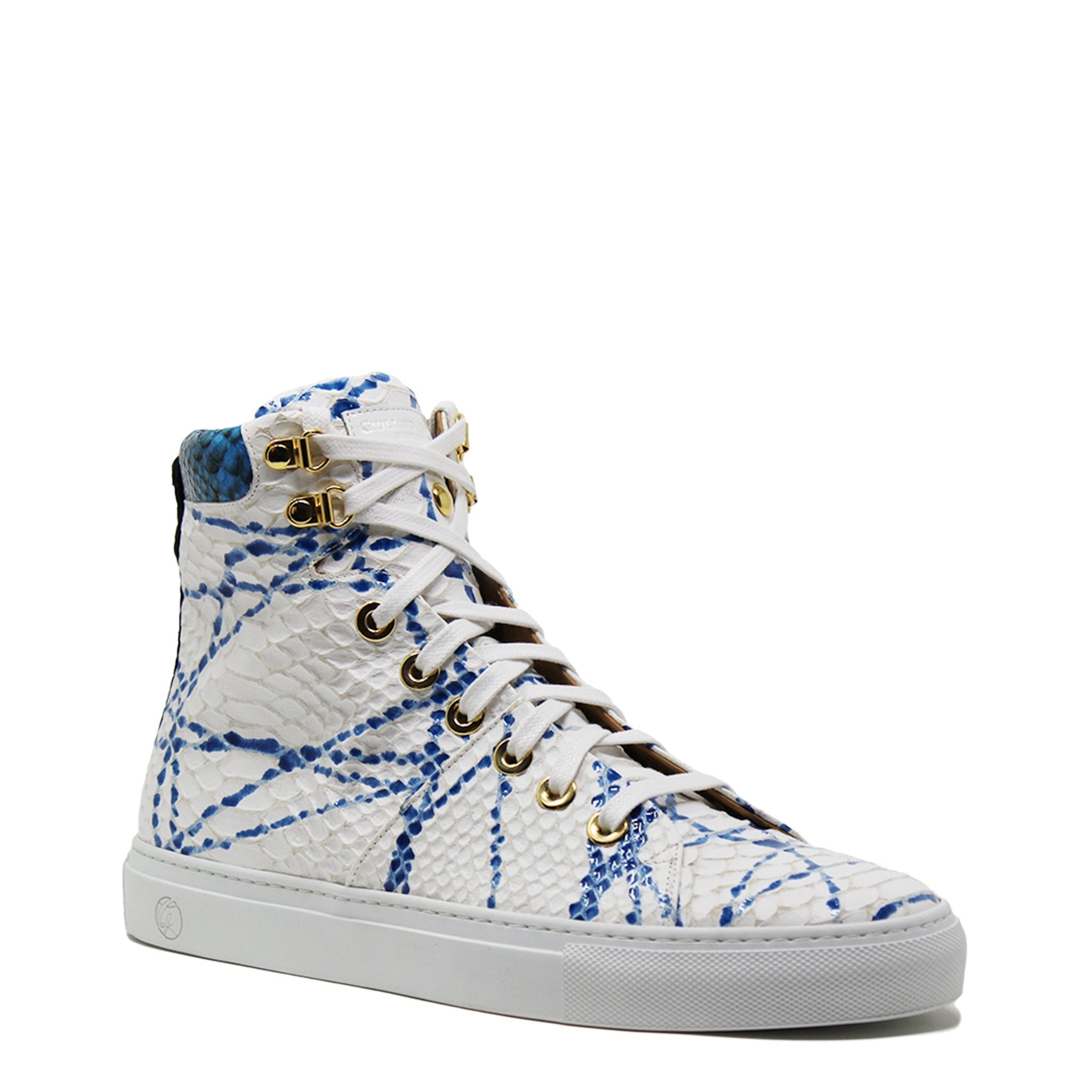 No Limits White | Blue | Python Ink | Limited Edition - Giuliano Galiano | Handcrafted Luxury Sneakers Made In Italy