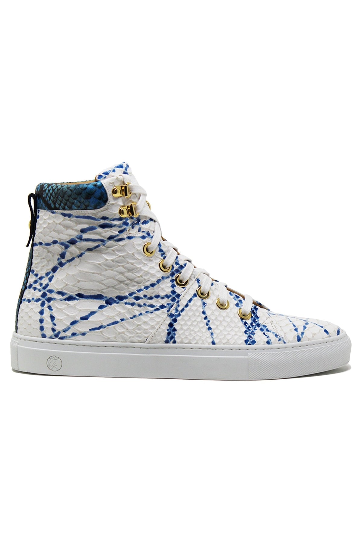 No Limits White | Blue | Python Ink | Limited Edition - Giuliano Galiano | Handcrafted Luxury Sneakers Made In Italy