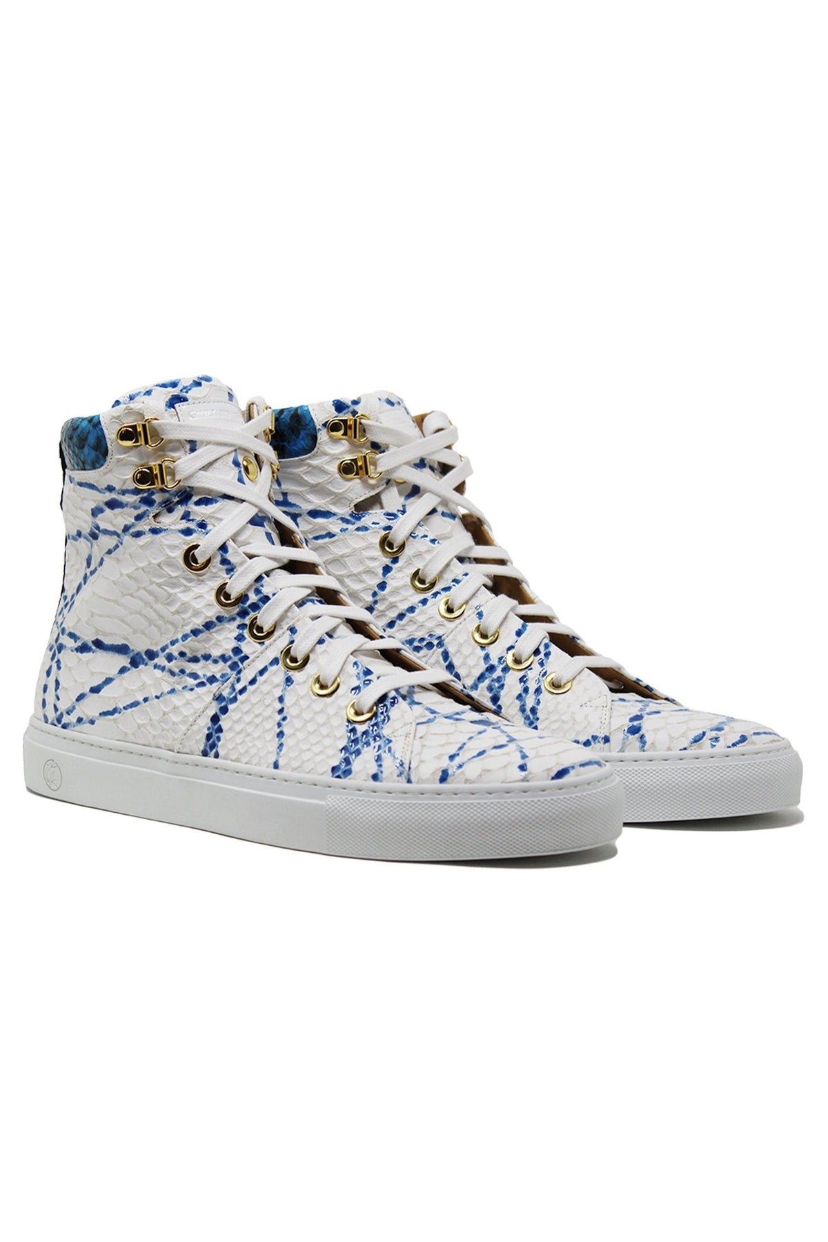 No Limits White | Blue | Python Ink | Limited Edition - Giuliano Galiano | Handcrafted Luxury Sneakers Made In Italy