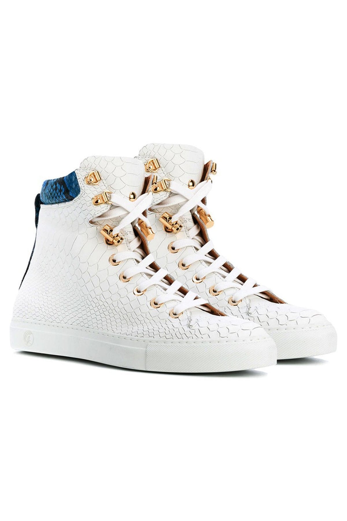 No Limits White | Blue | Python | Limited Edition - Giuliano Galiano | Handcrafted Luxury Sneakers Made In Italy