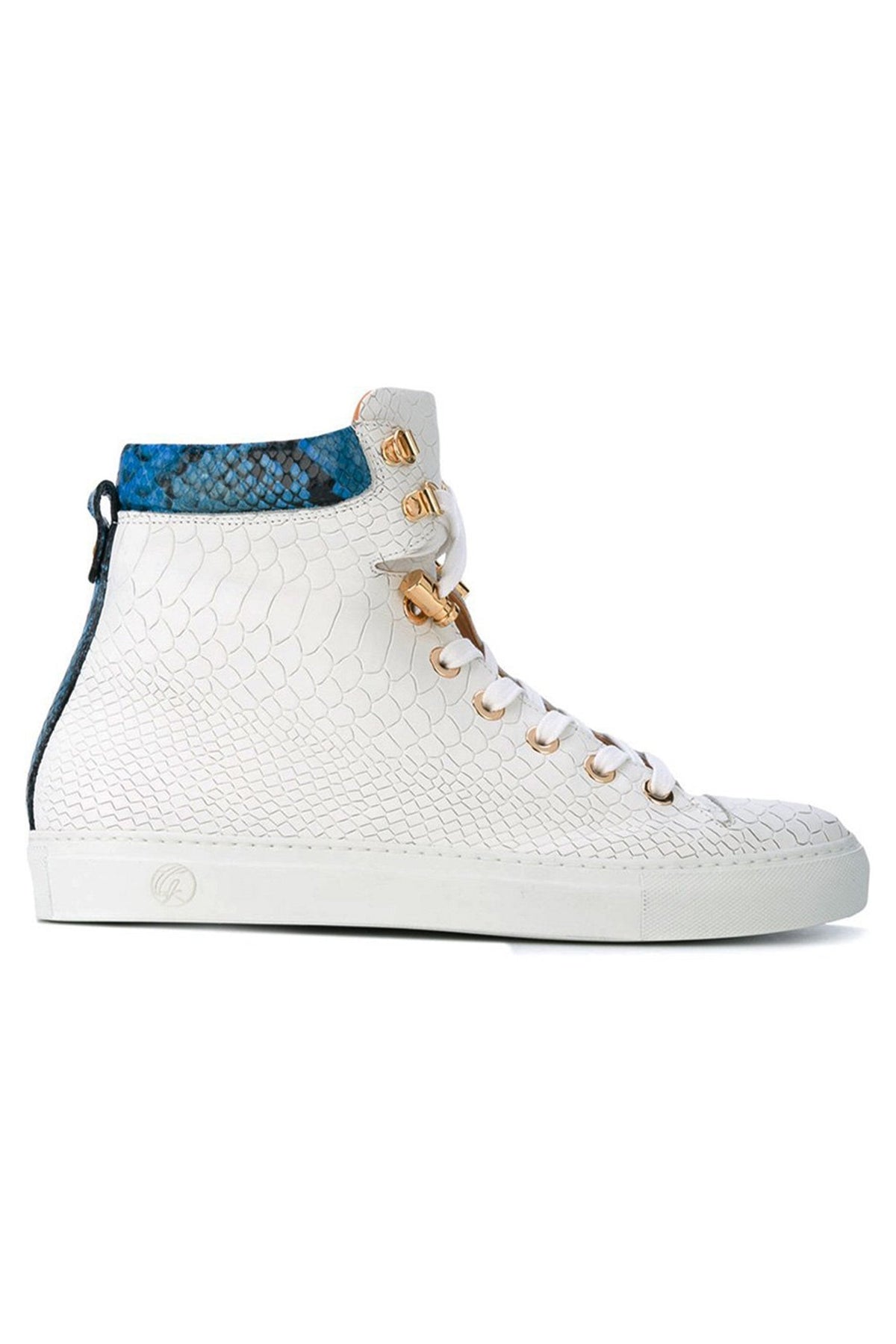 No Limits White | Blue | Python | Limited Edition - Giuliano Galiano | Handcrafted Luxury Sneakers Made In Italy