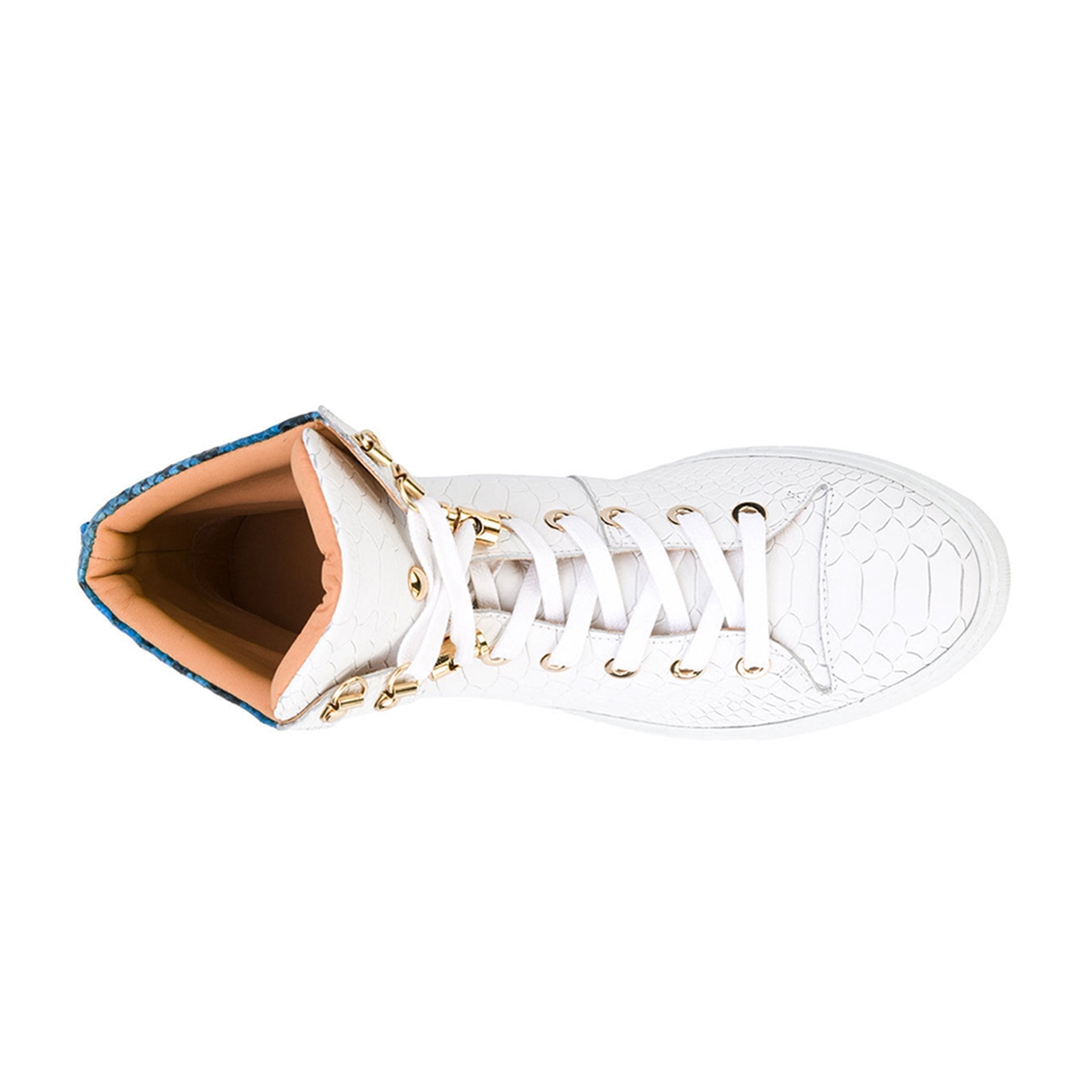 No Limits White | Blue | Python | Limited Edition - Giuliano Galiano | Handcrafted Luxury Sneakers Made In Italy