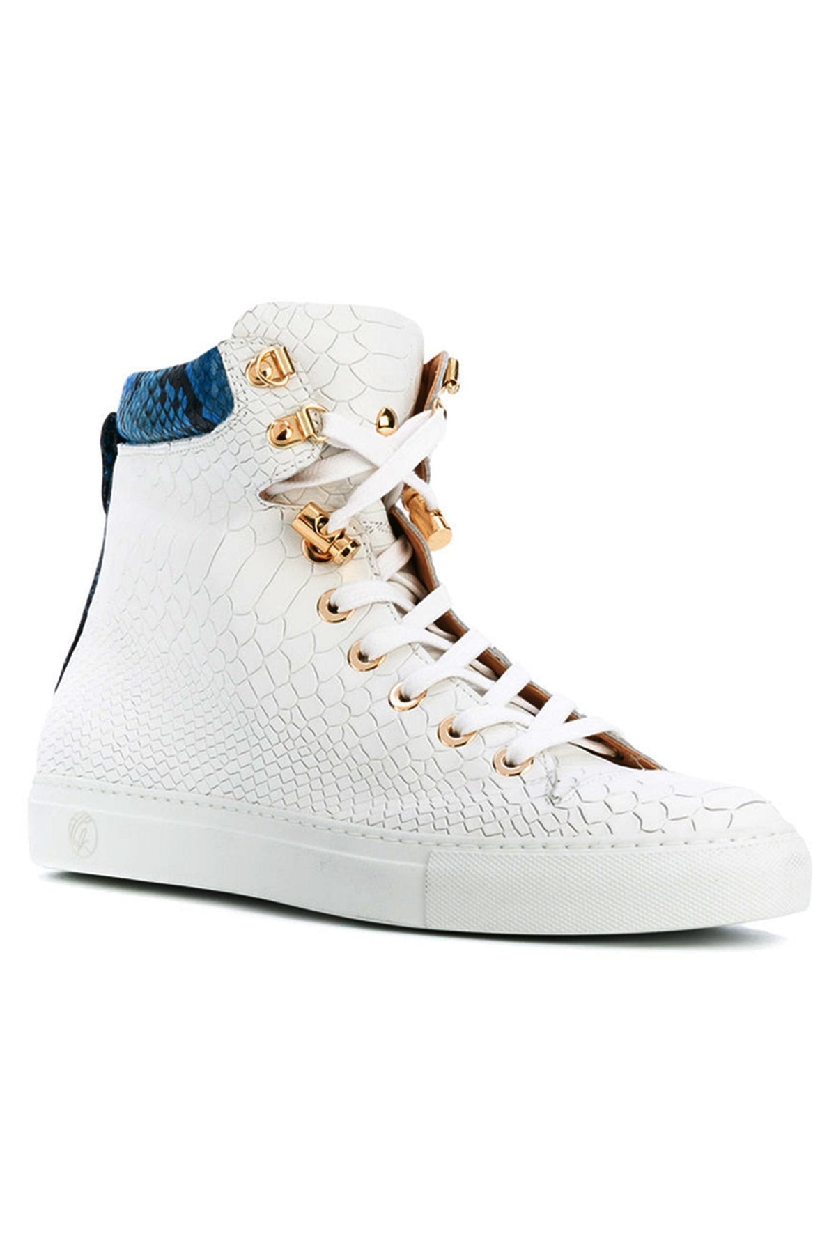 No Limits White | Blue | Python | Limited Edition - Giuliano Galiano | Handcrafted Luxury Sneakers Made In Italy