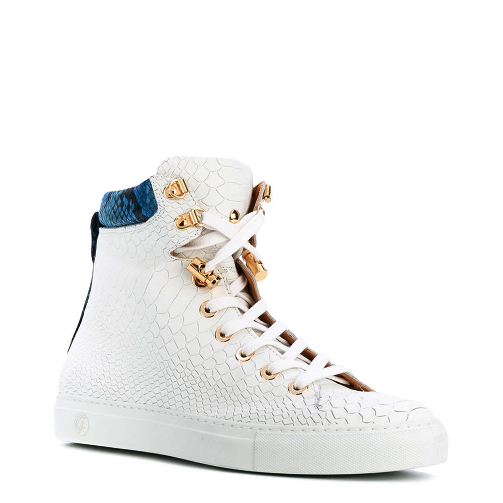 No Limits White | Blue | Python | Limited Edition - Giuliano Galiano | Handcrafted Luxury Sneakers Made In Italy