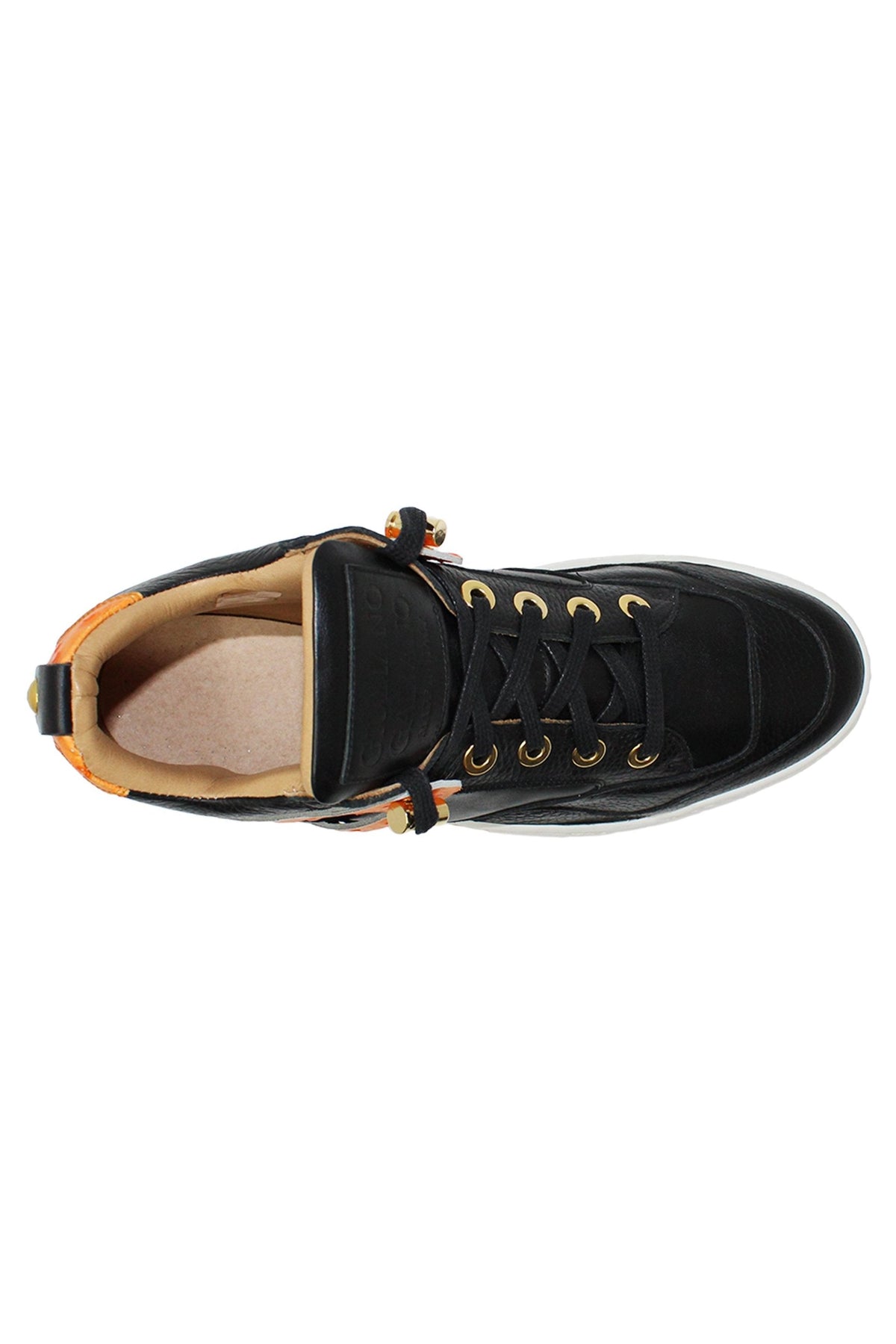 Power Black | Orange Ostrich | Leather | Limited Edition - Giuliano Galiano | Handcrafted Luxury Sneakers Made In Italy