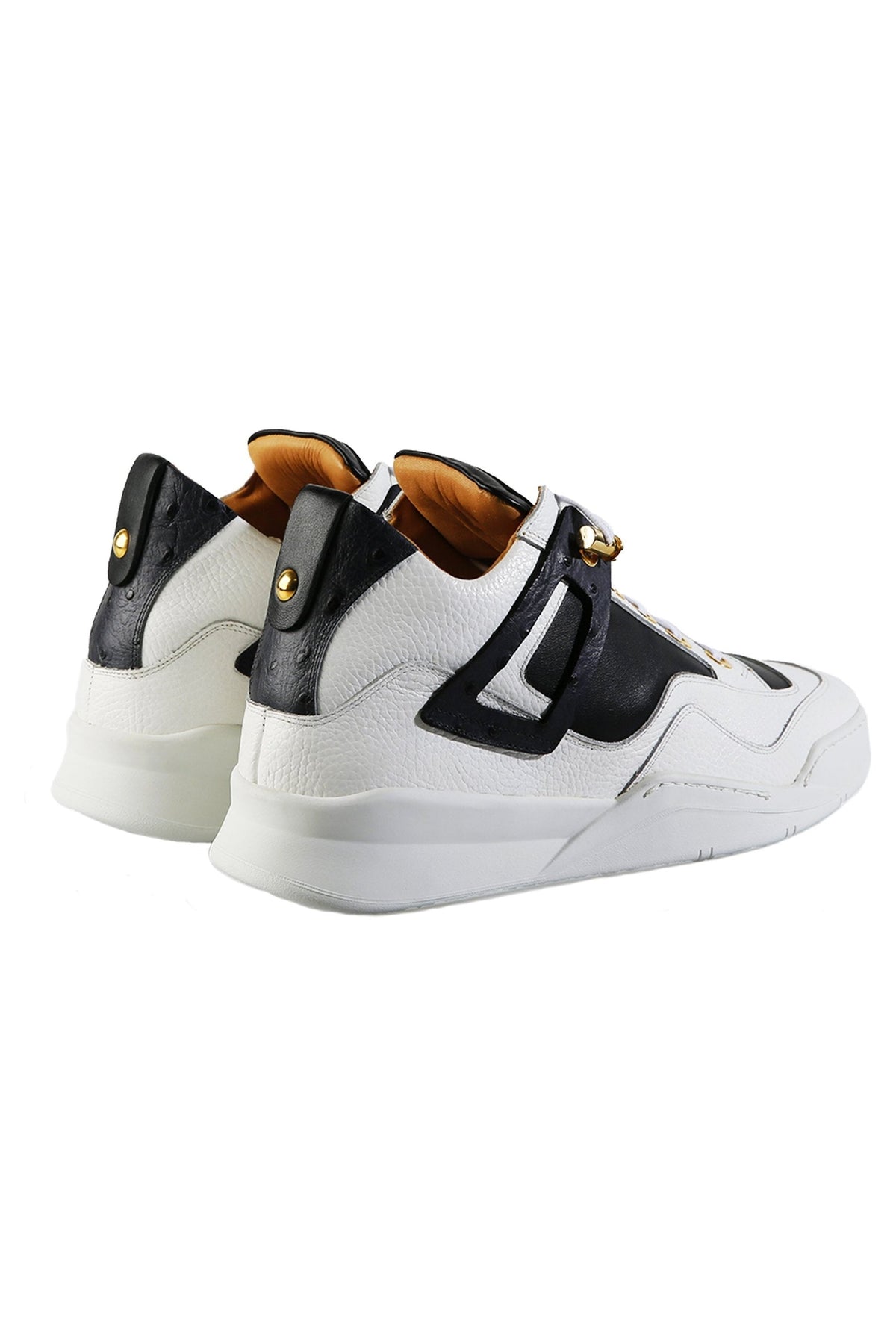 Power White | Black Ostrich | Leather | Limited Edition - Giuliano Galiano | Handcrafted Luxury Sneakers Made In Italy