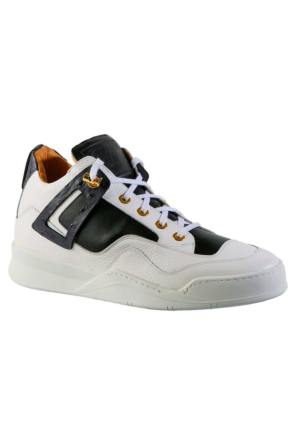 Power White | Black Ostrich | Leather | Limited Edition - Giuliano Galiano | Handcrafted Luxury Sneakers Made In Italy