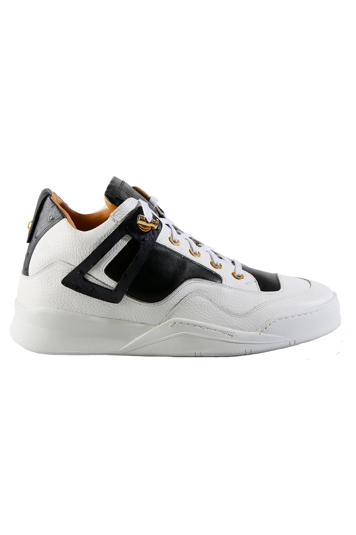 Power White | Black Ostrich | Leather | Limited Edition - Giuliano Galiano | Handcrafted Luxury Sneakers Made In Italy