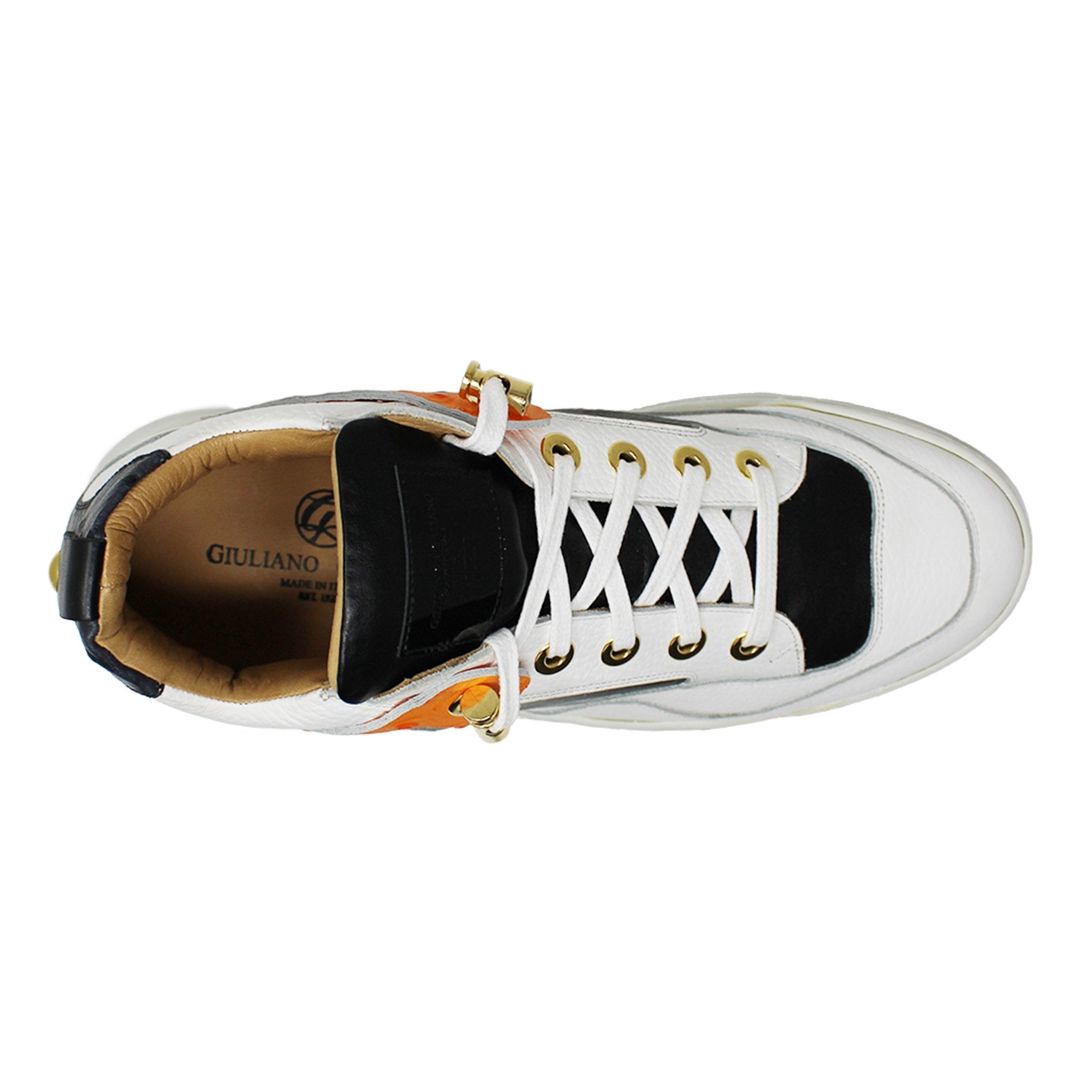 Power White | Orange Ostrich | Leather | Limited Edition - Giuliano Galiano | Handcrafted Luxury Sneakers Made In Italy