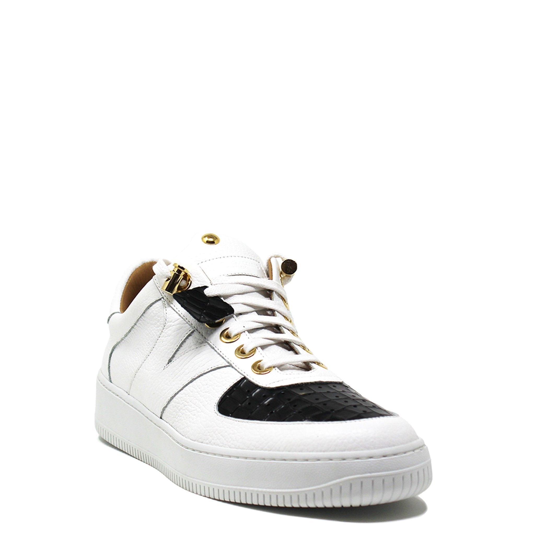 Rockstar | White Black | Croc | Limited Edition - Giuliano Galiano | Handcrafted Luxury Sneakers Made In Italy