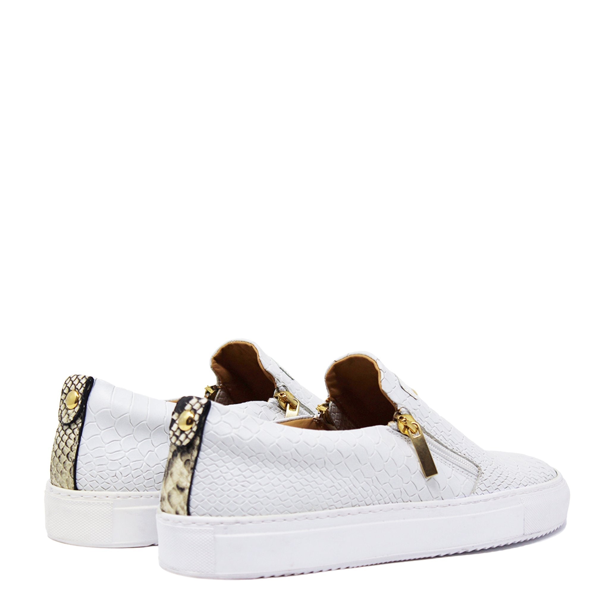 Slip - on White | Grey | Python - Giuliano Galiano | Handcrafted Luxury Sneakers Made In Italy