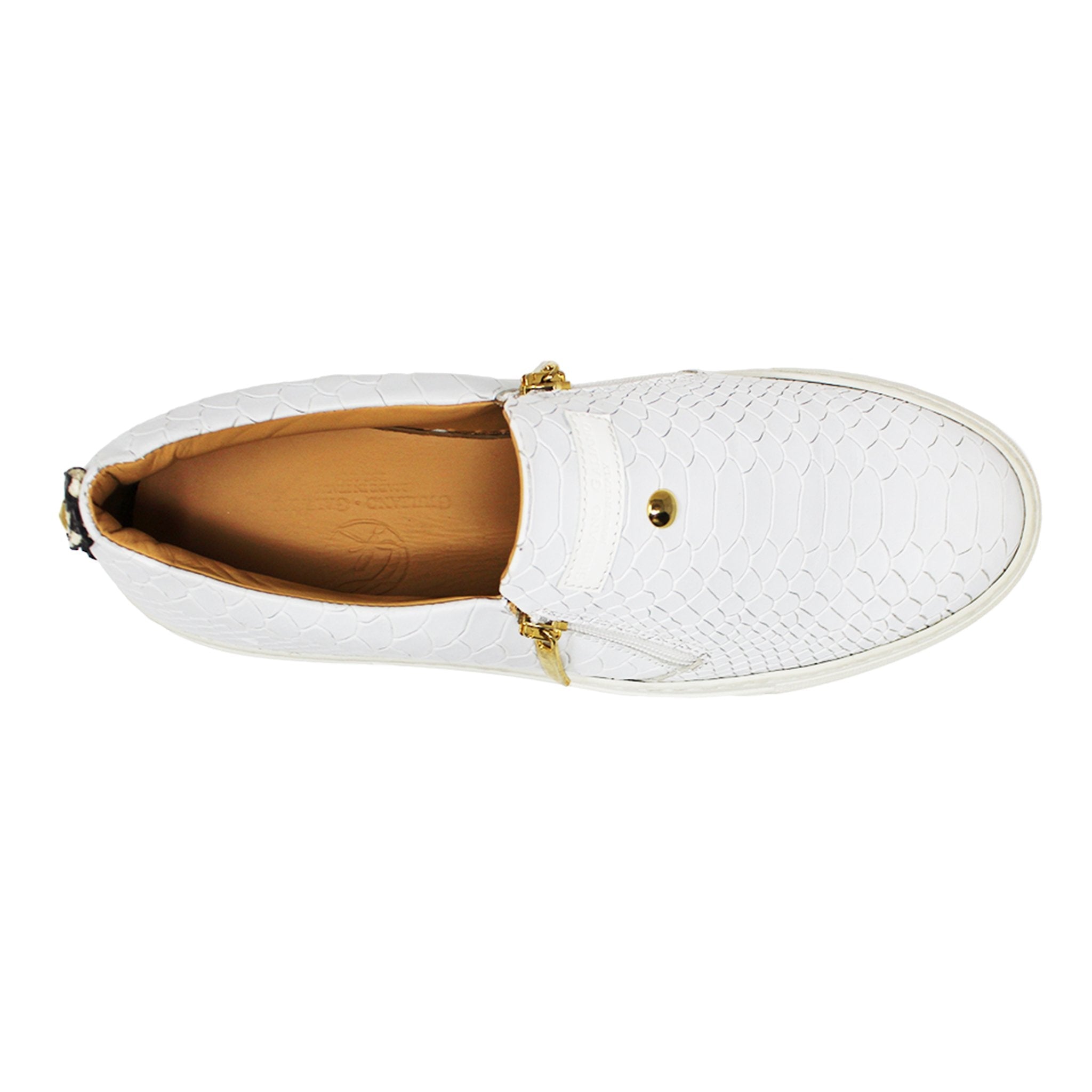 Slip - on White | Grey | Python - Giuliano Galiano | Handcrafted Luxury Sneakers Made In Italy