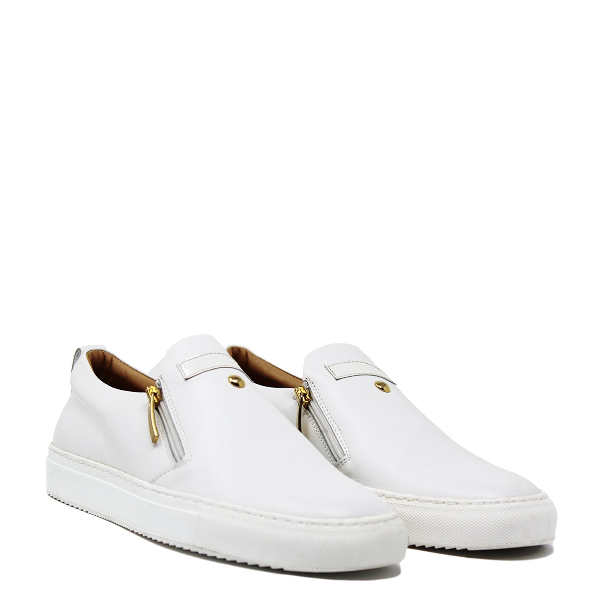 Slip - on White | White | Leather - Giuliano Galiano | Handcrafted Luxury Sneakers Made In Italy