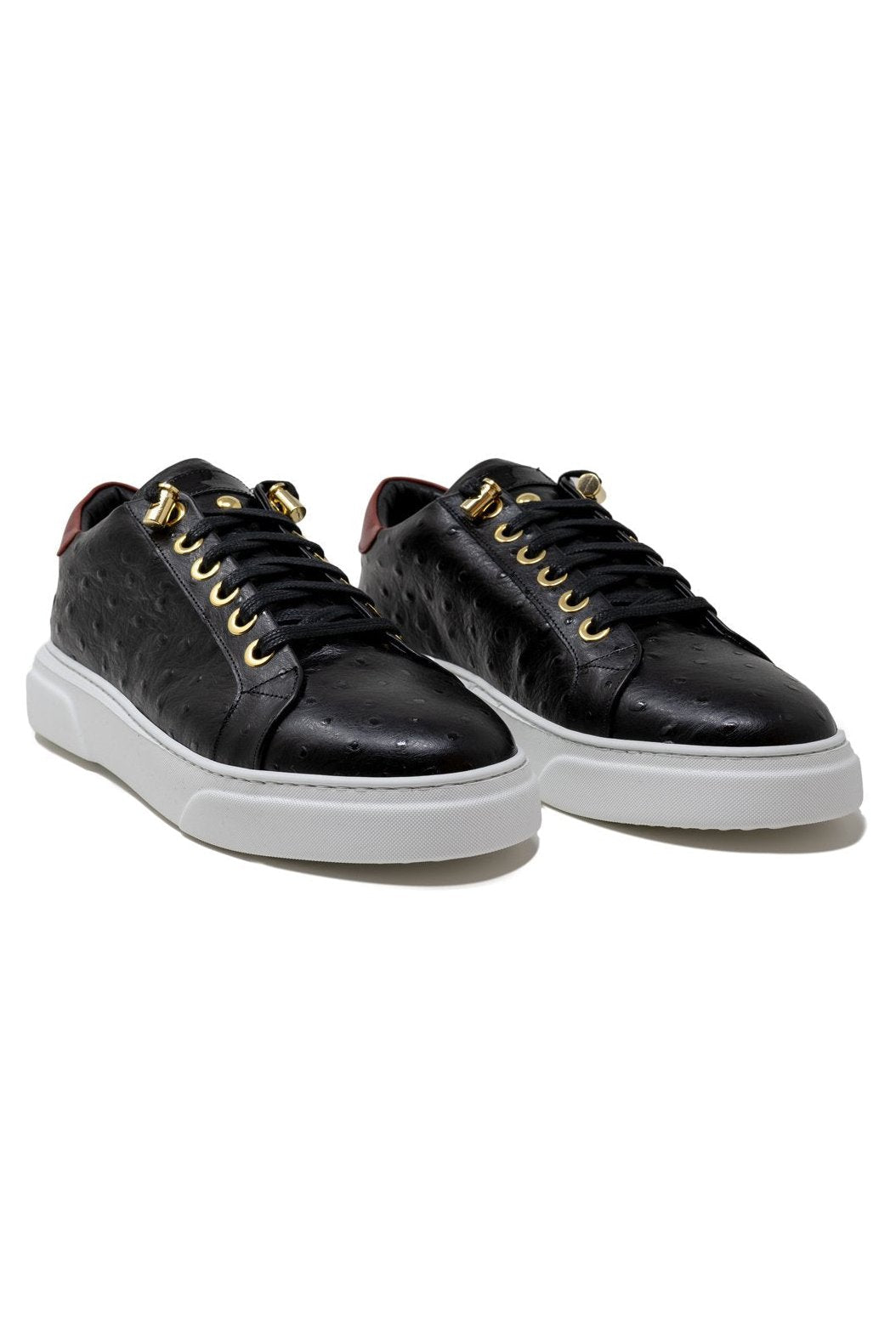 V.I.P. VII Low Black | Red Leather - Giuliano Galiano | Handcrafted Luxury Sneakers Made In Italy