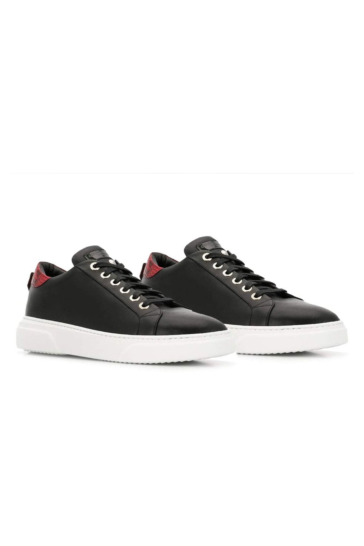 V.I.P. VII Low Black | Red Leather - Giuliano Galiano | Handcrafted Luxury Sneakers Made In Italy
