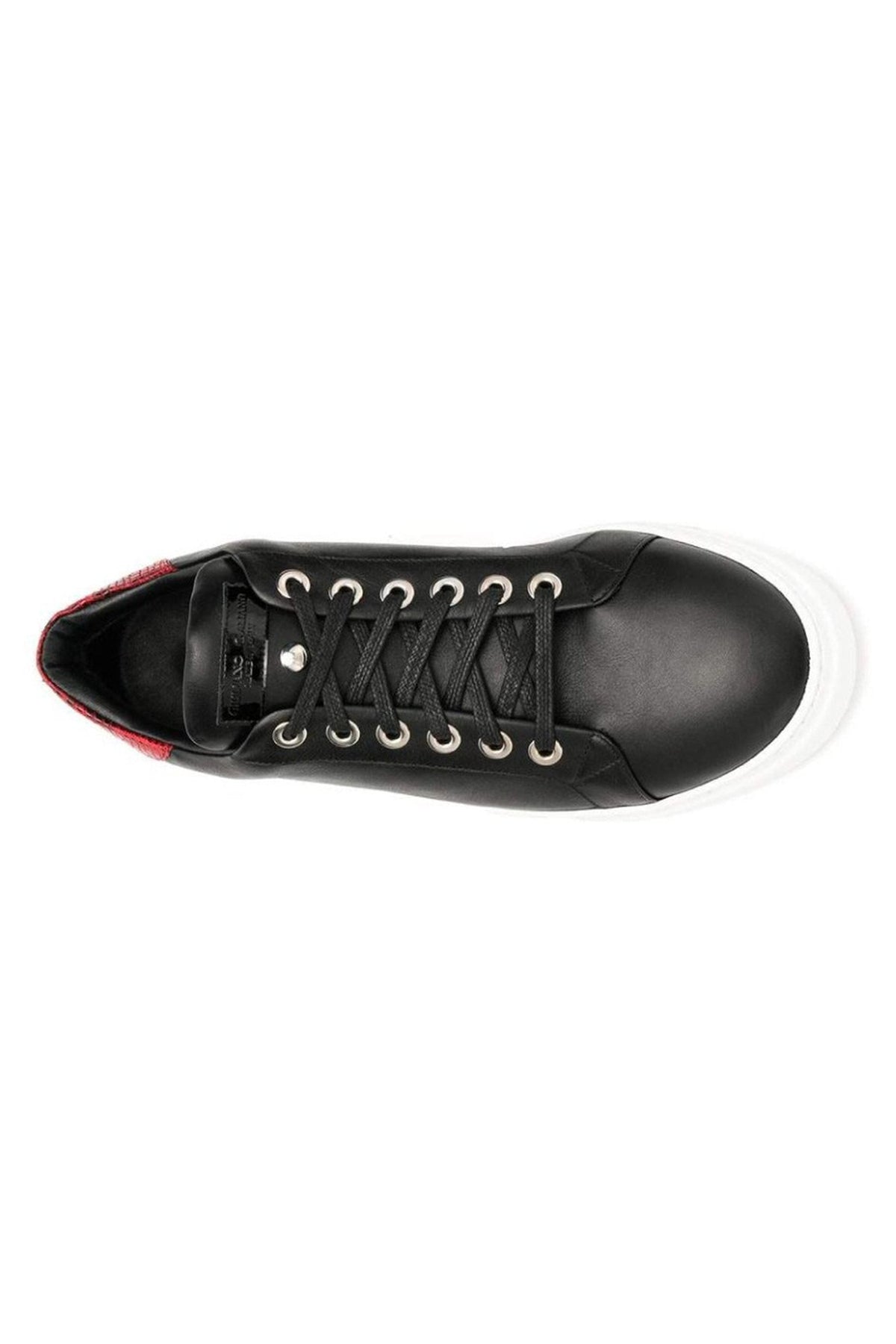V.I.P. VII Low Black | Red Leather - Giuliano Galiano | Handcrafted Luxury Sneakers Made In Italy