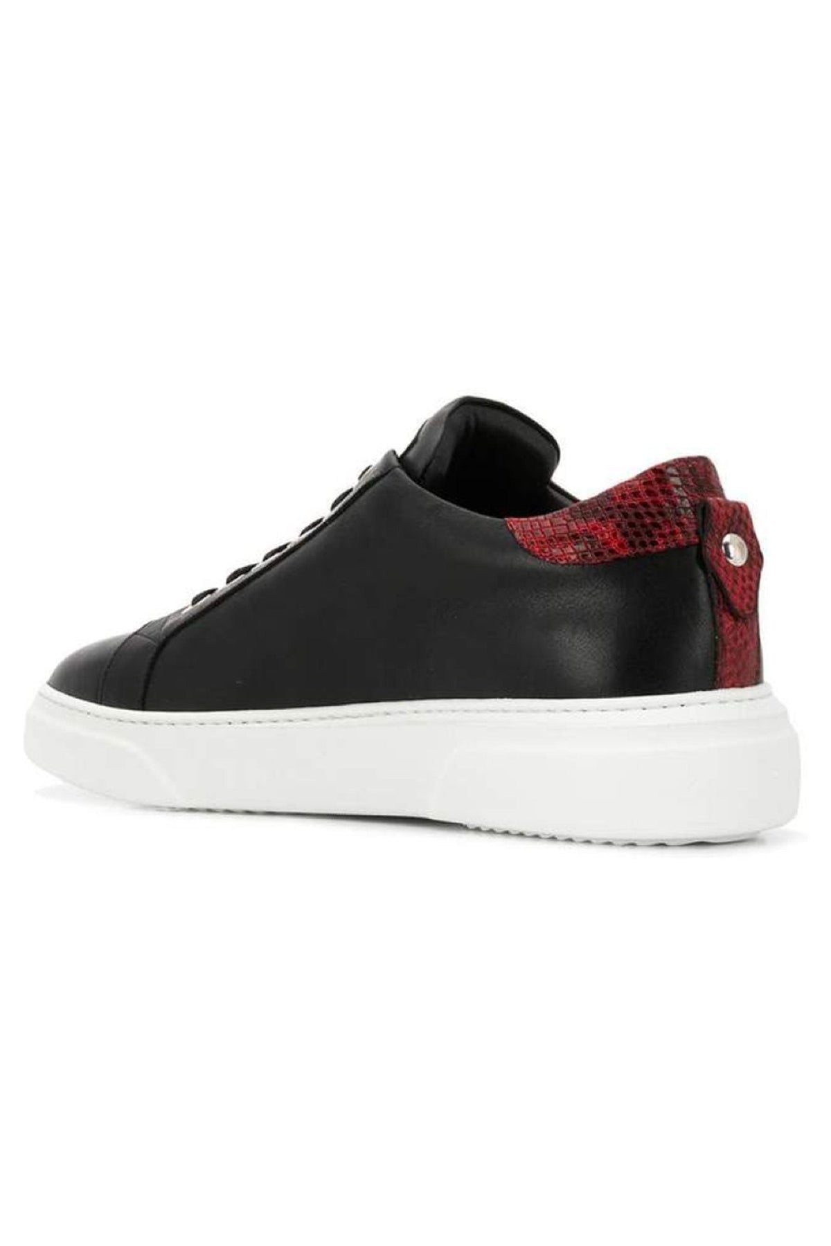 V.I.P. VII Low Black | Red Leather - Giuliano Galiano | Handcrafted Luxury Sneakers Made In Italy